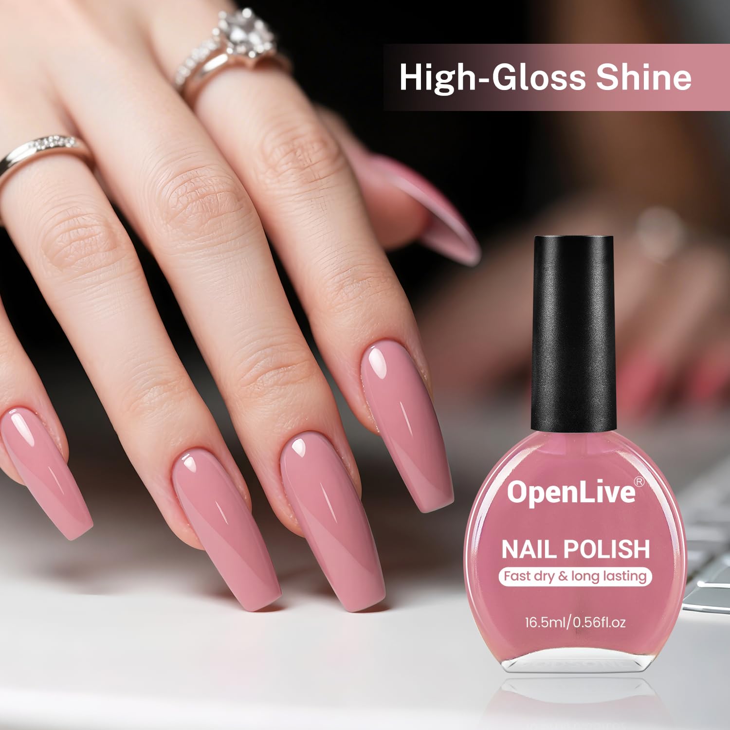 OpenLive 16.5ml Dusty Rose Nail Polish Large Volume Quick Drying Light Pink Nail Polish. Fast Drying and Long Lasting Color Nail Art DIY Home Manicure Gift for Women : Beauty & Personal Care