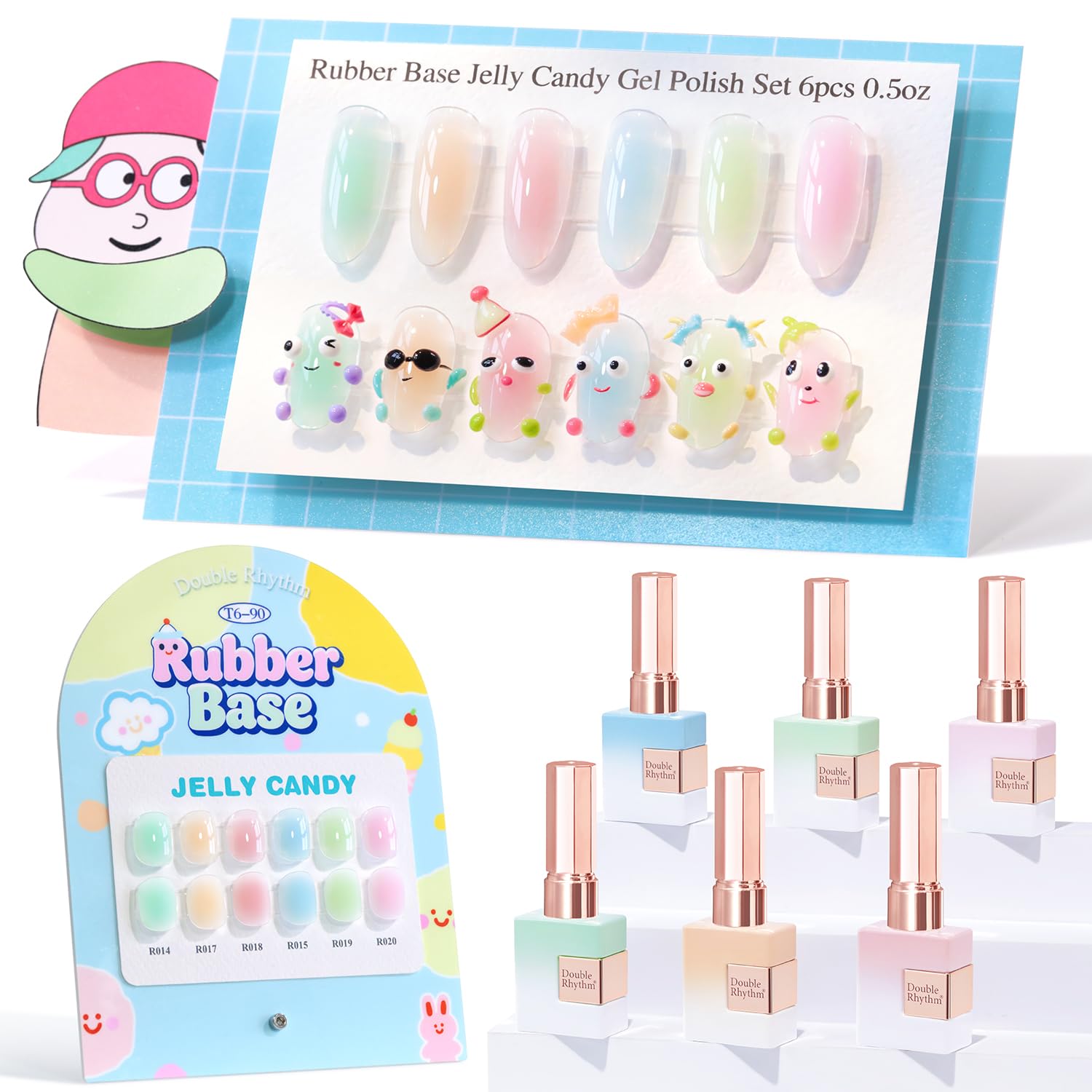 Double Rhythm 6 Pcs 15 ML Gel Polish Set Same Color Same Bottle Soak Off Gel Polish Kit Nail Art Manicure Salon DIY at Home for Women (Burgundy Red Nude Pink Purple Beige-T6-3) : Beauty & Personal Care
