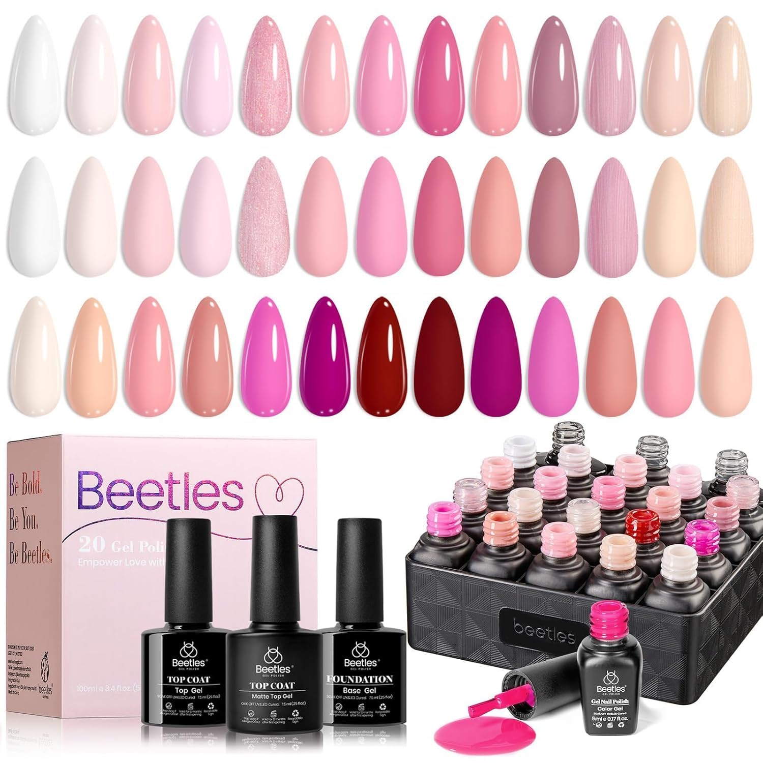 Beetles Summer Gel Polish Set - Rustic Sonata 25 Colors Yellow Orange Blue Pink Bright Gel Polish with Base Coat Glossy & Matte Top Coat DIY Salon Soak Off UV Led Nails 4th of July : Beauty & Personal Care