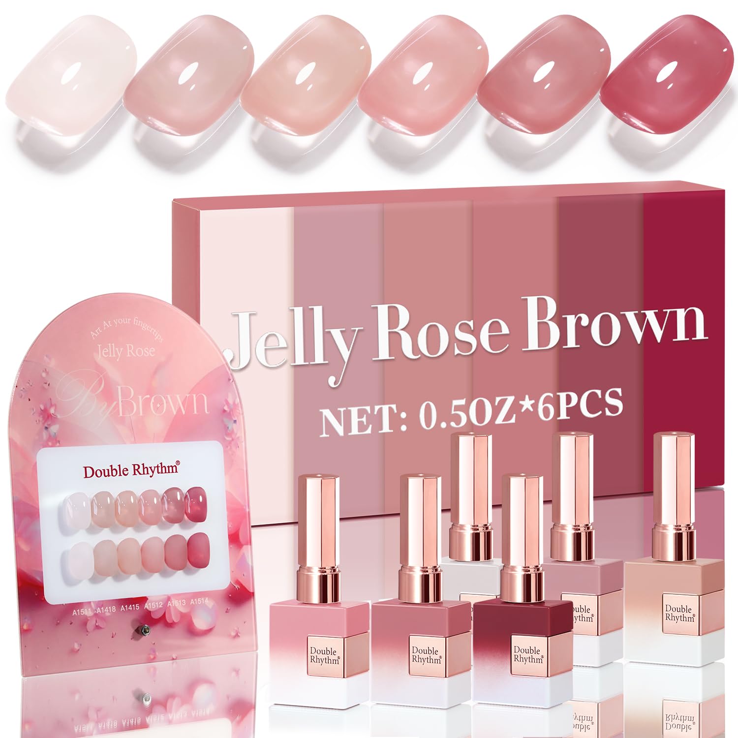 Double Rhythm 6 Pcs 15 ML Gel Polish Set Same Color Same Bottle Soak Off Gel Polish Kit Nail Art Manicure Salon DIY at Home for Women (Burgundy Red Nude Pink Purple Beige-T6-3) : Beauty & Personal Care