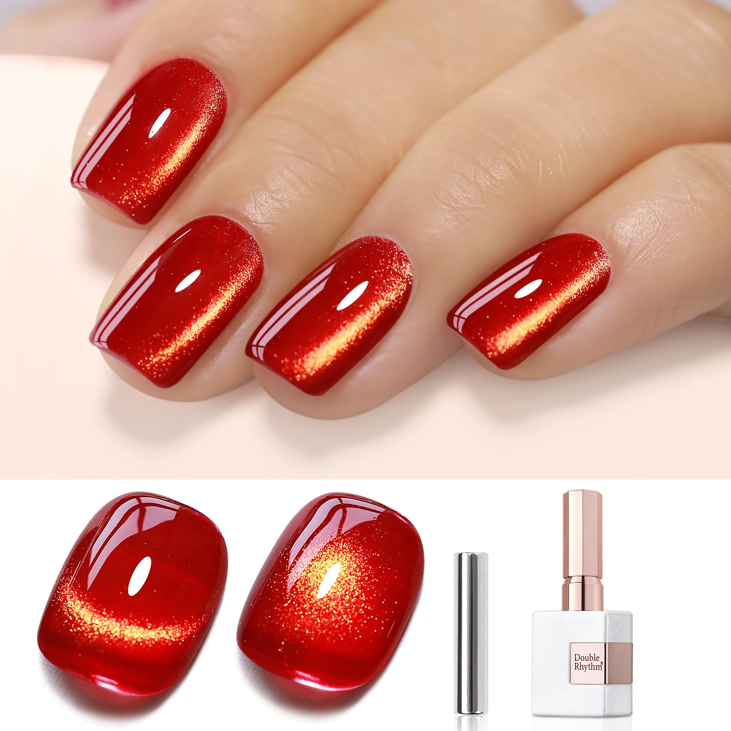 Double Rhythm 15ML Ice Glass Cat Eye Gel Polish with Magnet Holographic Glitter Shimmer Translucent Sheer Color Salon Soak Off Magnetic Nail at Home (Golden Violet-MC1129) : Beauty & Personal Care
