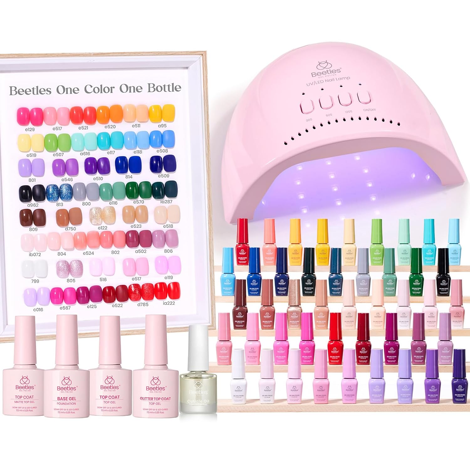 beetles Gel Polish Set Vivid Seasons - Summer Gel Nail Polish Set 36 Colors Pink Yellow Green Purple Jelly Shades 45pcs with Base & Top Coat UV LED Soak Off DIY Salon Gift for Women : Beauty & Personal Care
