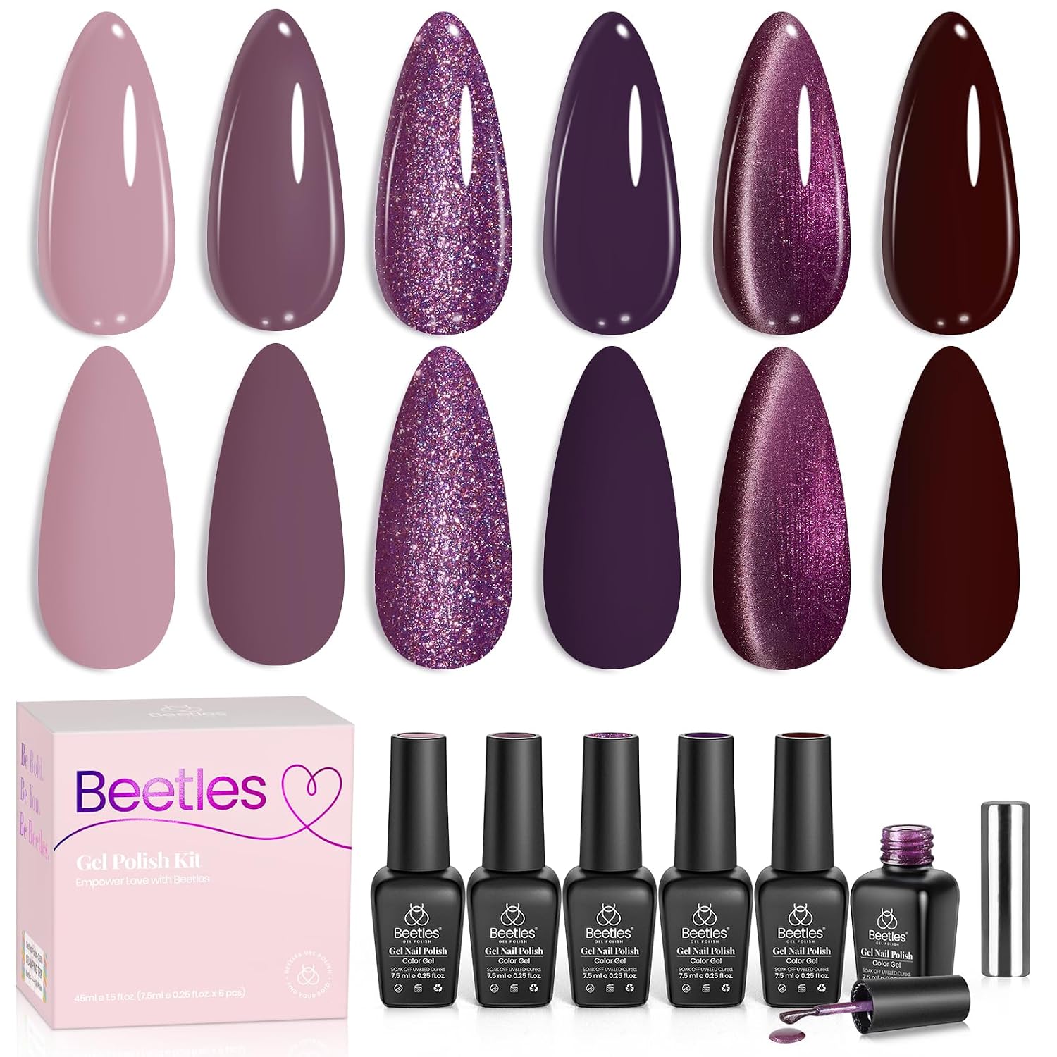 Beetles Nude Gel Nail Polish Set - 6 Colors Nude Pink Brown Neutral Jelly Gel Polish Kit Sheer Translucent Effect Soak Off UV Nail Art Design Drunken Rose Collection Manicure Gift for Women : Beauty & Personal Care