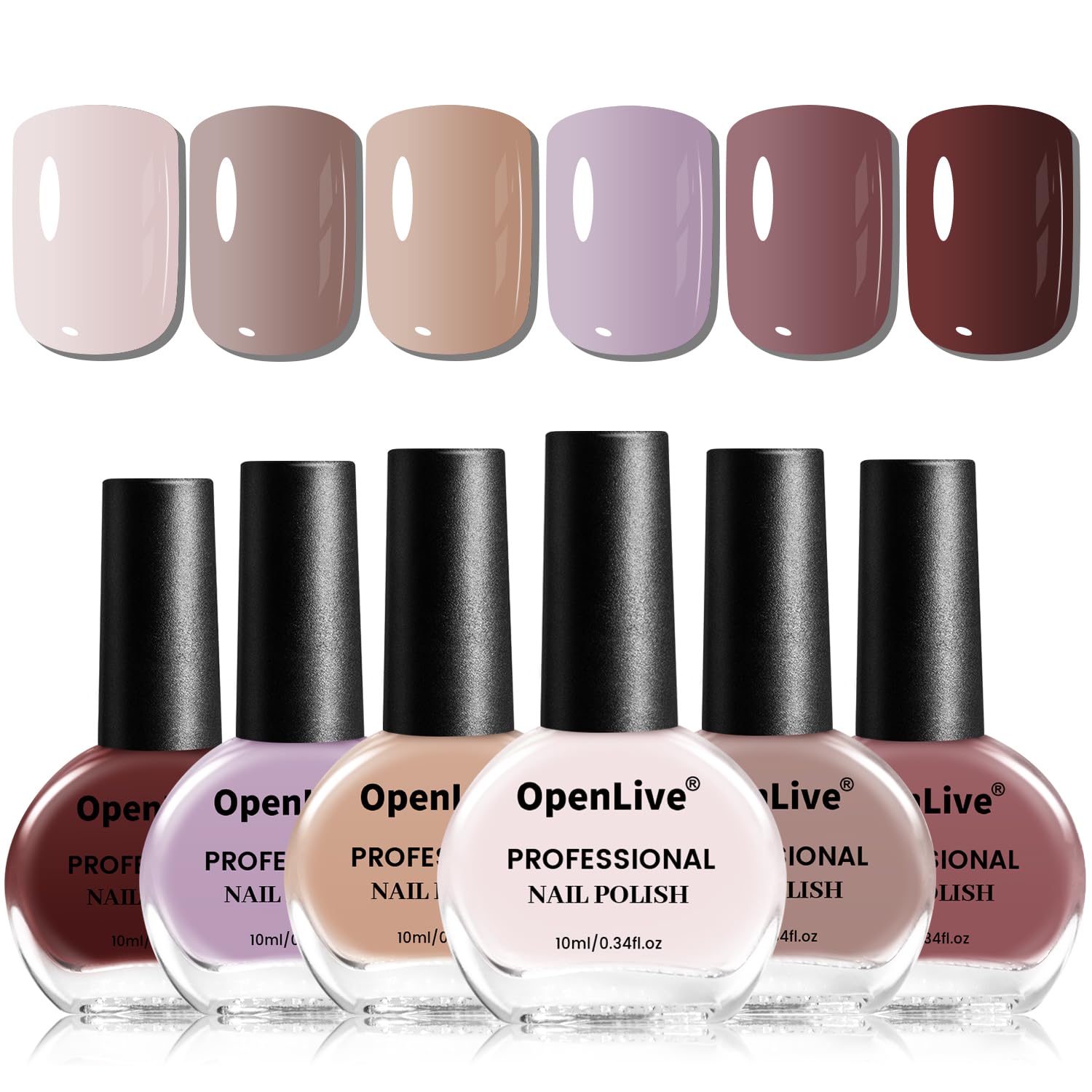OpenLive 12 PCS Nail Polish Set With 10 Colour Combo. 2 PCS Base And Top Coat.Fast Drying Nail Polish For Home DIY And Beginners : Beauty & Personal Care