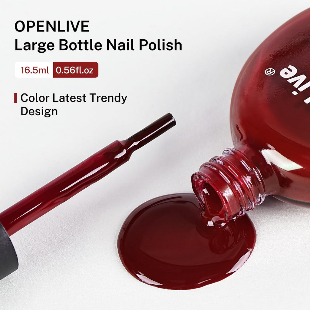 OpenLive 16.5ml Dark Red Nail Polish Large Volume Quick Dry Nail Polish. Long Lasting Shine. Fingernail Toenail Nail Art DIY Home Travel Nail Art Gift : Beauty & Personal Care