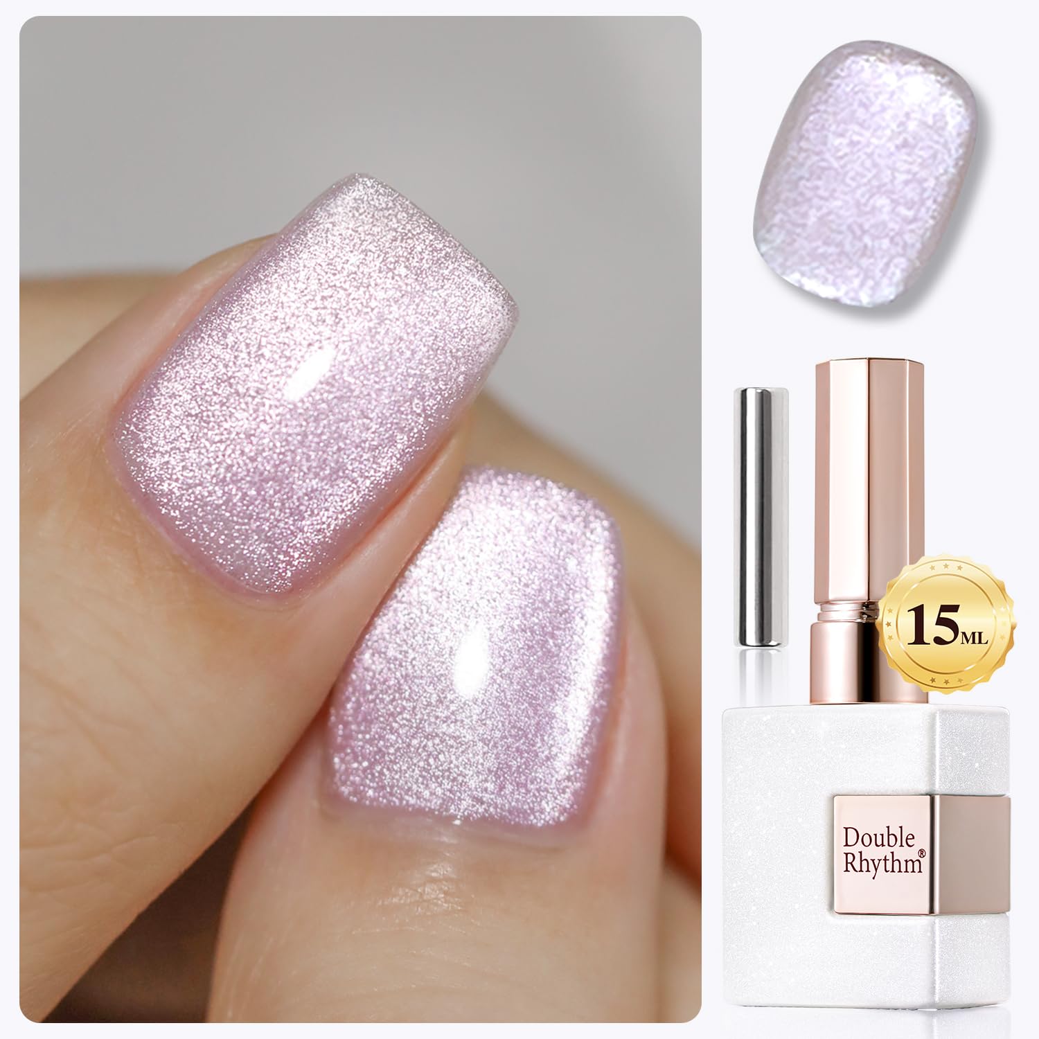 Double Rhythm 15ML Ice Glass Cat Eye Gel Polish with Magnet Holographic Glitter Shimmer Translucent Sheer Color Salon Soak Off Magnetic Nail at Home (Golden Violet-MC1129) : Beauty & Personal Care