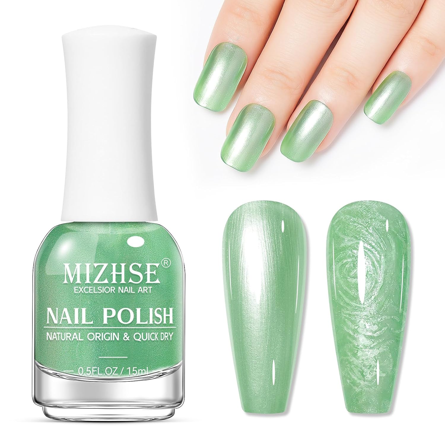 MIZHSE Pearlescent Pink Nail Polish. Quick Dry Pearl Nail Polish. Air Fast Drying 15ml Pale Pink Nail Lacquer Non Gel Oil-based Nail Art Manicure Home DIY : Beauty & Personal Care