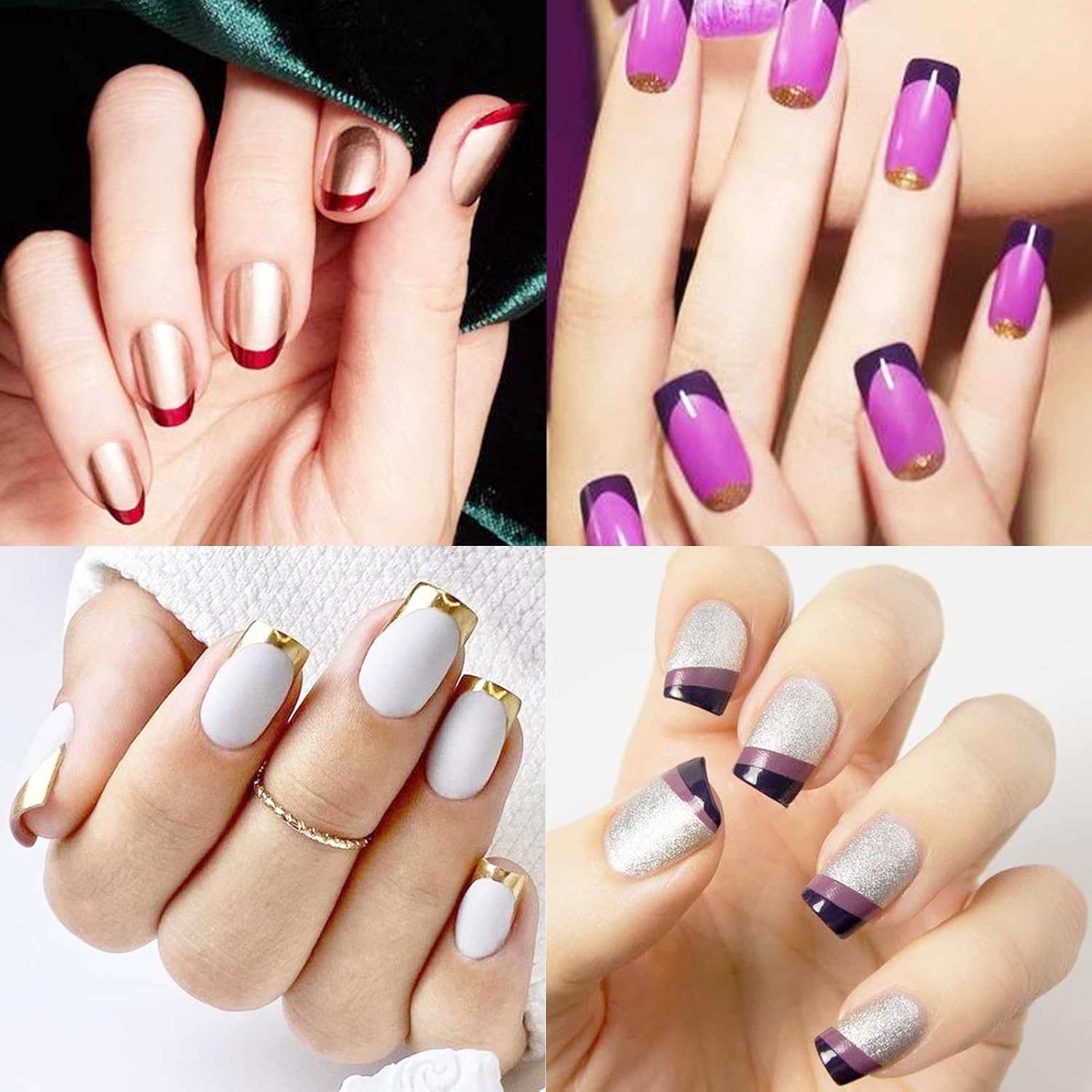36 Sheets 1860 Pcs French Tip Nail Guides. Self-Adhesive French V-Shaped Moon Shaped Manicure Strip Stickers for Edge Auxiliary Black DIY Decoration Stencil Tools : Beauty & Personal Care