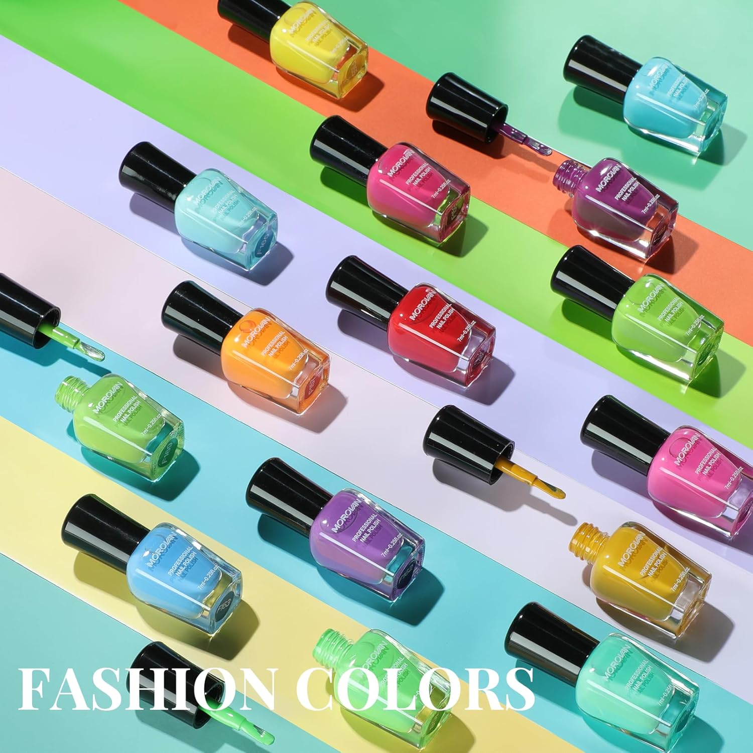 Morovan 15 Bright Color 0.27oz Air Quick Dry Long Lasting Nail Polish Gift Set for Women : Beauty & Personal Care