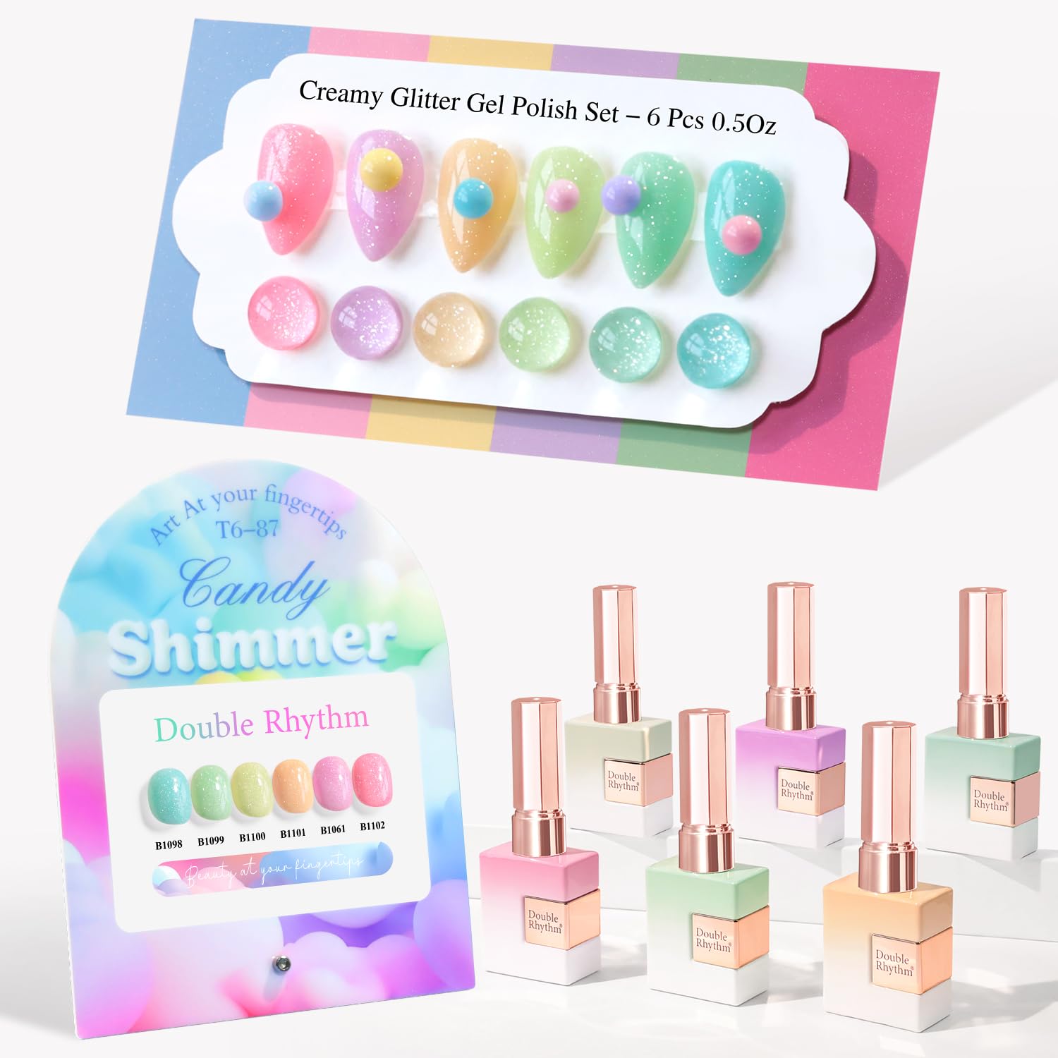 Double Rhythm 6 Pcs 15 ML Gel Polish Set Same Color Same Bottle Soak Off Gel Polish Kit Nail Art Manicure Salon DIY at Home for Women (Burgundy Red Nude Pink Purple Beige-T6-3) : Beauty & Personal Care