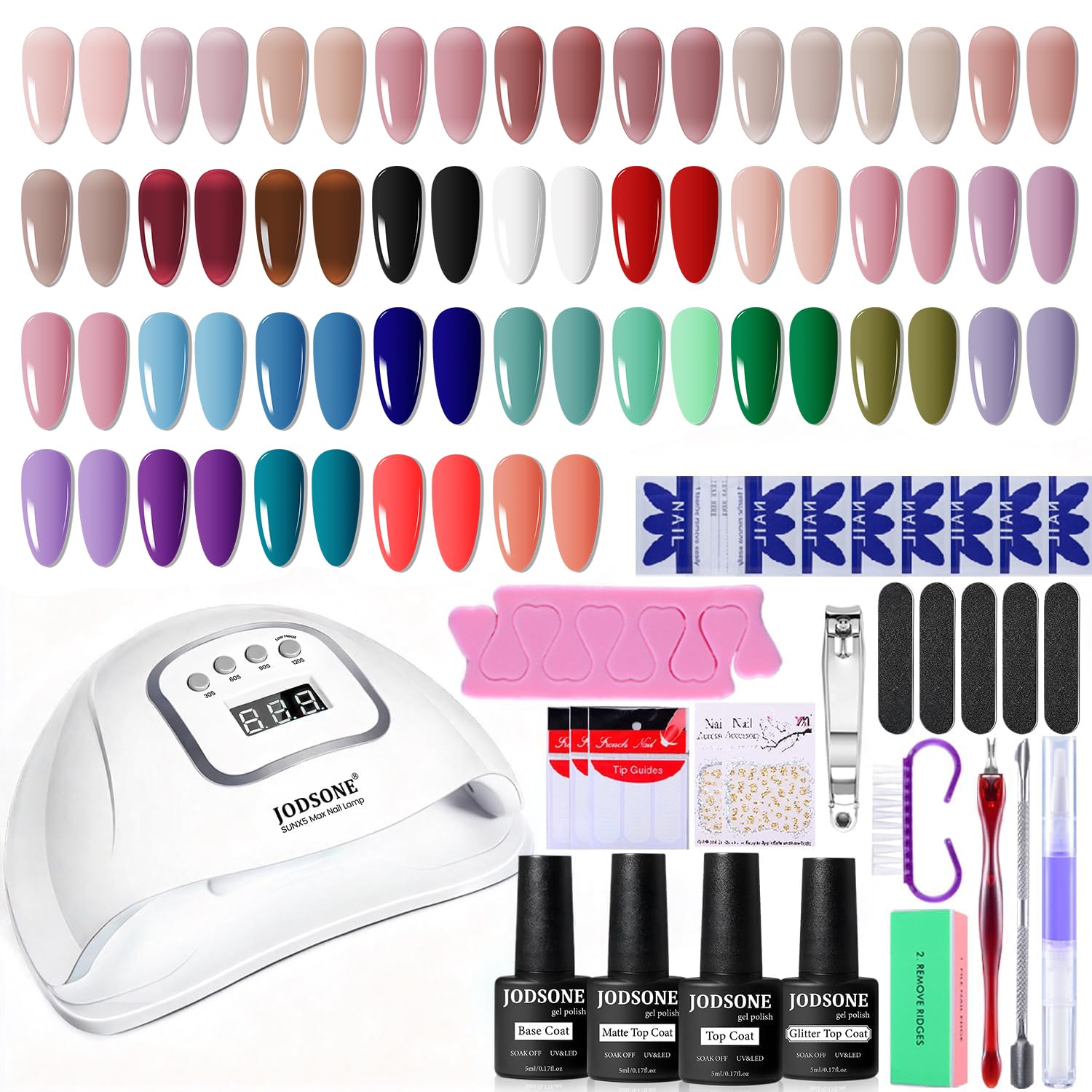 JODSONE Gel Nail Polish Kit with U V Light 32 Colors Gel Polish Nail + 4 Functional Adhesive Bottles Kit Soak Off Manicure Tools Gifts for Women : Beauty & Personal Care