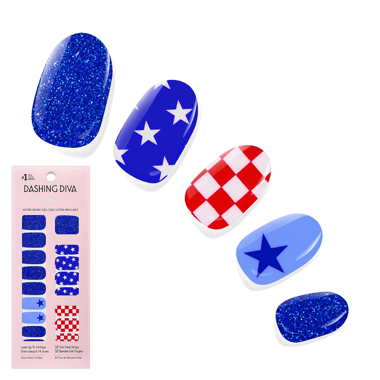 Dashing Diva Gloss Nail Strips - Crystal Clear - UV Free. Chip Resistant. Long Lasting Gel Stickers - Contains 32 Wraps. 1 Prep Pad. 1 File : Beauty & Personal Care