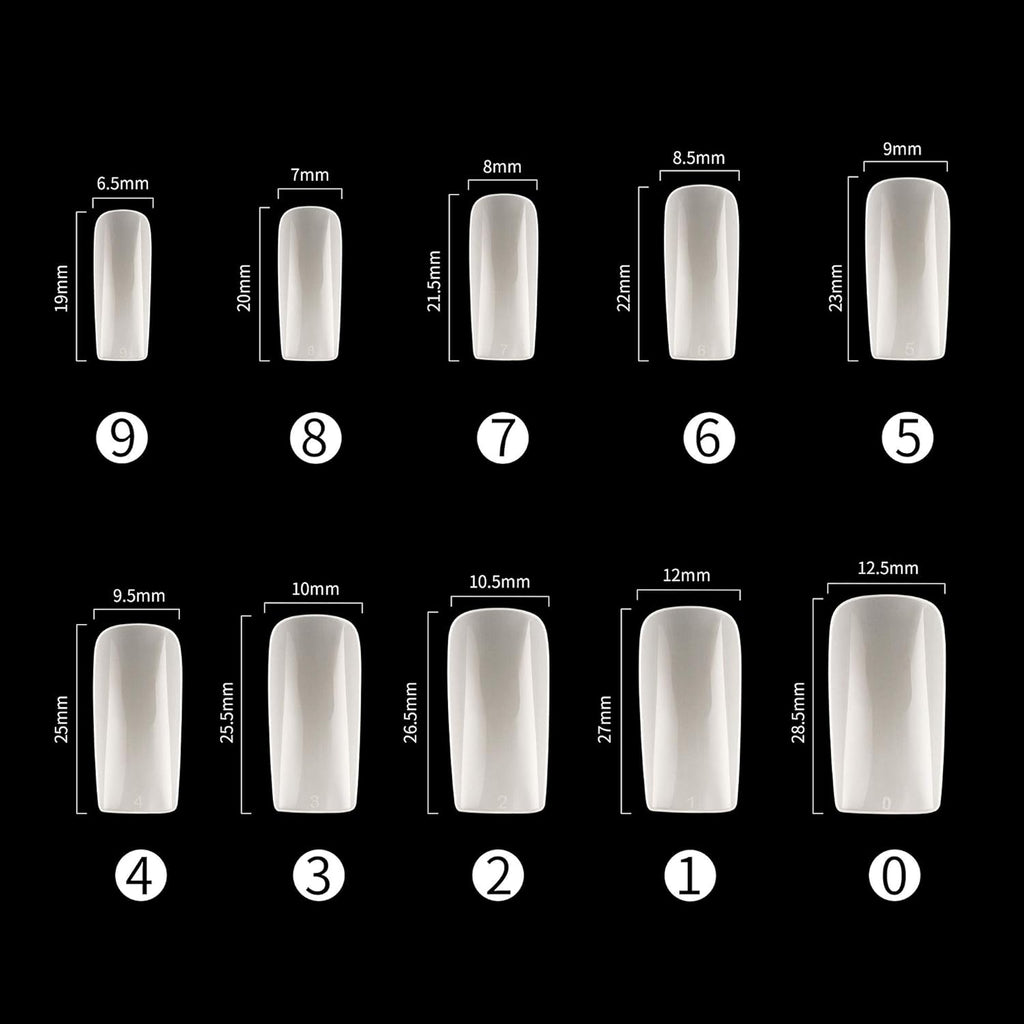 Full Cover Acrylic False Nail Tips. 500PCS Fake Nail Shape Artificial False Nails Tips 10 Sizes with Case for Nail Art Salons and Home DIY (Natural) : Beauty & Personal Care