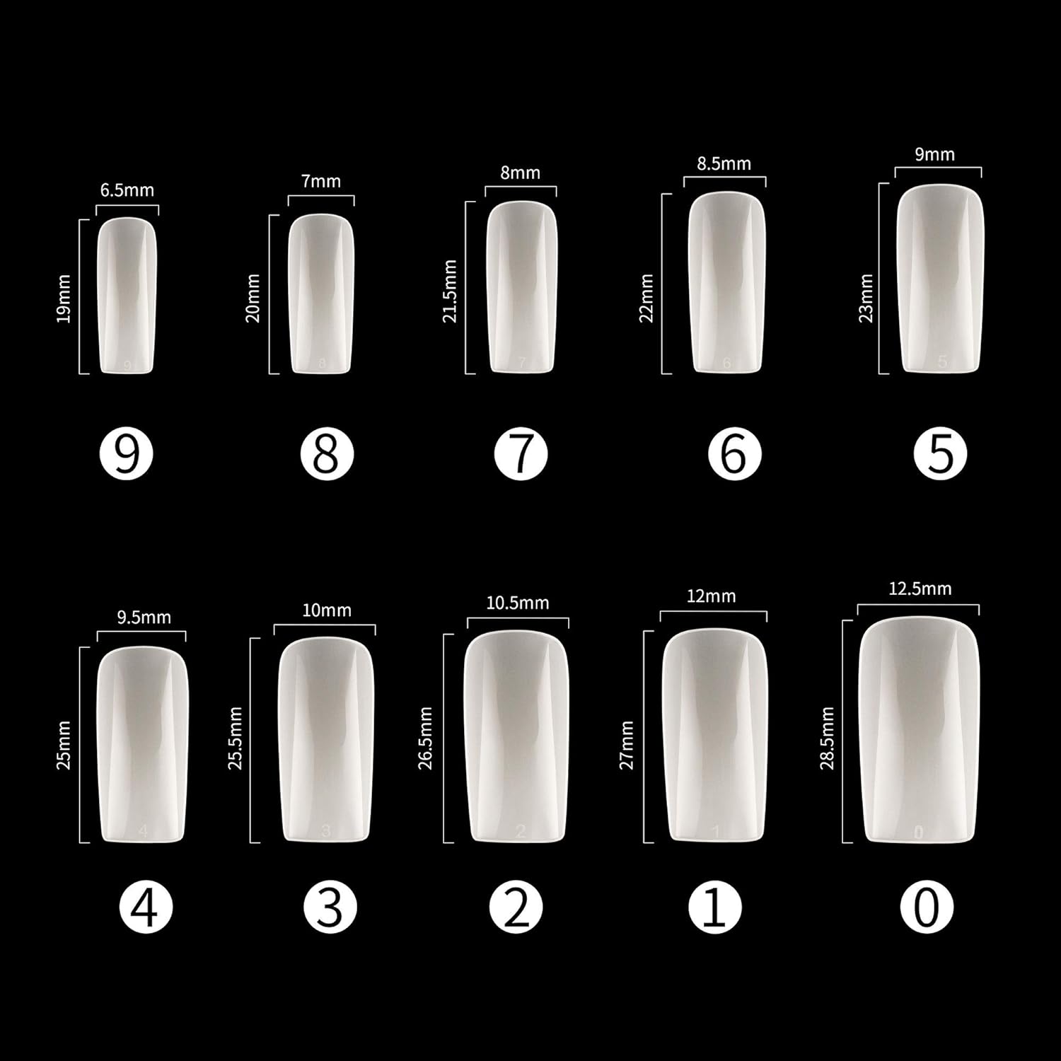 Full Cover Acrylic False Nail Tips. 500PCS Fake Nail Shape Artificial False Nails Tips 10 Sizes with Case for Nail Art Salons and Home DIY (Natural) : Beauty & Personal Care