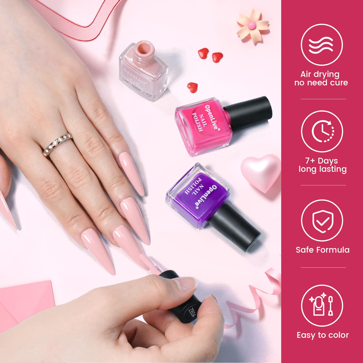 OpenLive 12 PCS Nail Polish Set With 10 Colour Combo. 2 PCS Base And Top Coat.Fast Drying Nail Polish For Home DIY And Beginners : Beauty & Personal Care