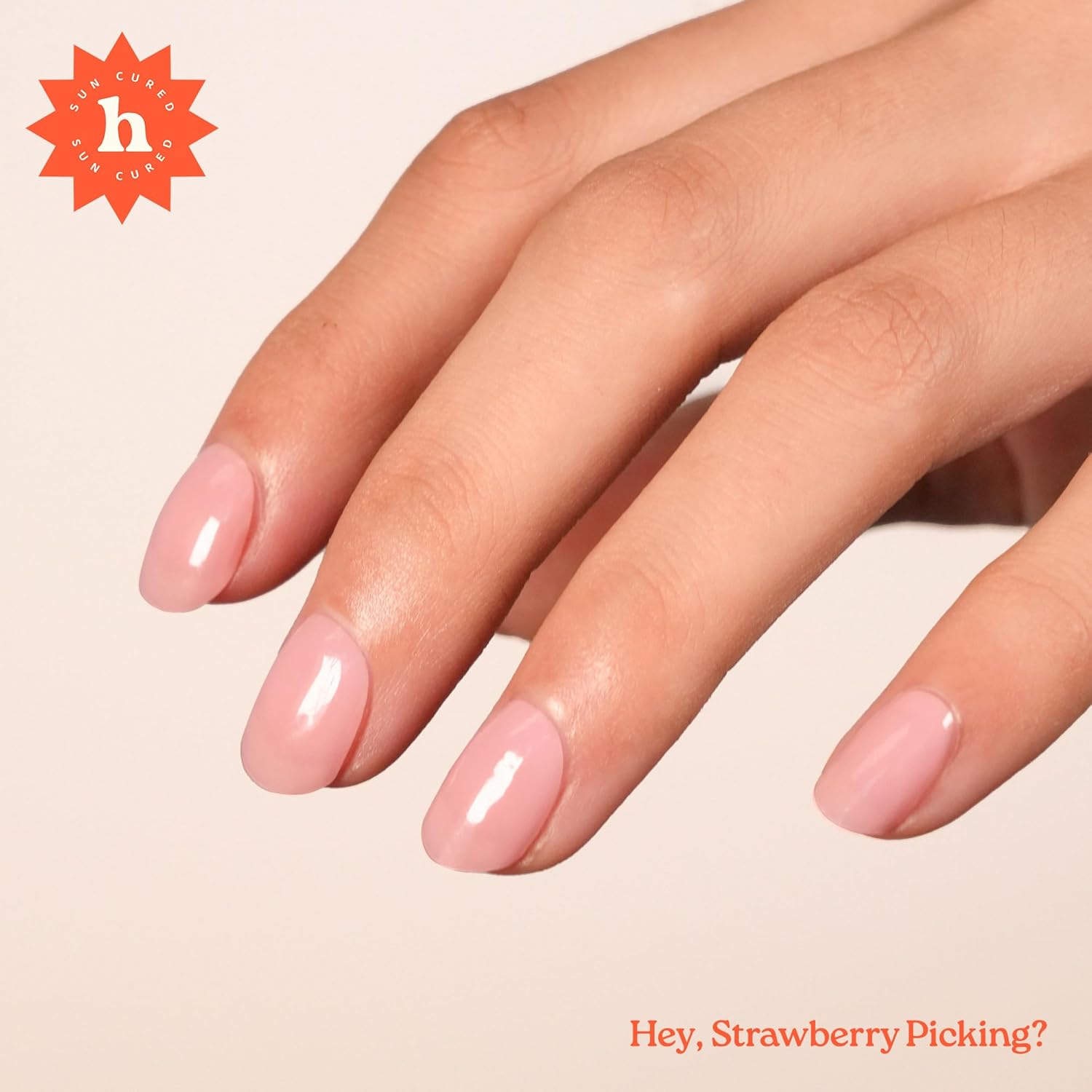 Heyhae Semi Cured Gel Nail Strips | No LED Lamp Needed | Solid. Pink. Spring | Easy Apply & Remove. Salon Quality | Includes 28 Strips. 1 Prep Pads. Nail File & Wooden stick - Hey. Strawberry Picking? : Beauty & Personal Care