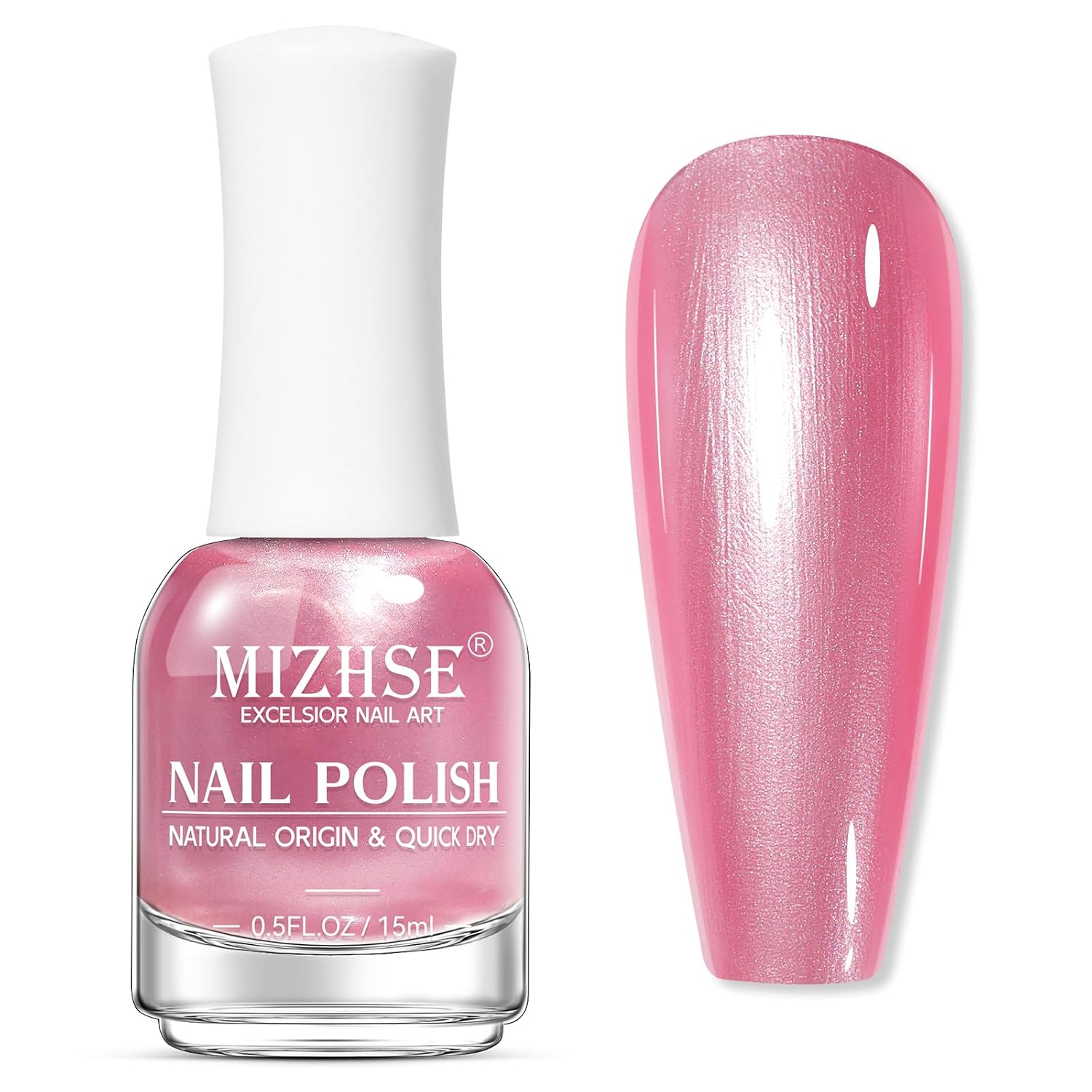 MIZHSE Pearlescent Pink Nail Polish. Quick Dry Pearl Nail Polish. Air Fast Drying 15ml Pale Pink Nail Lacquer Non Gel Oil-based Nail Art Manicure Home DIY : Beauty & Personal Care