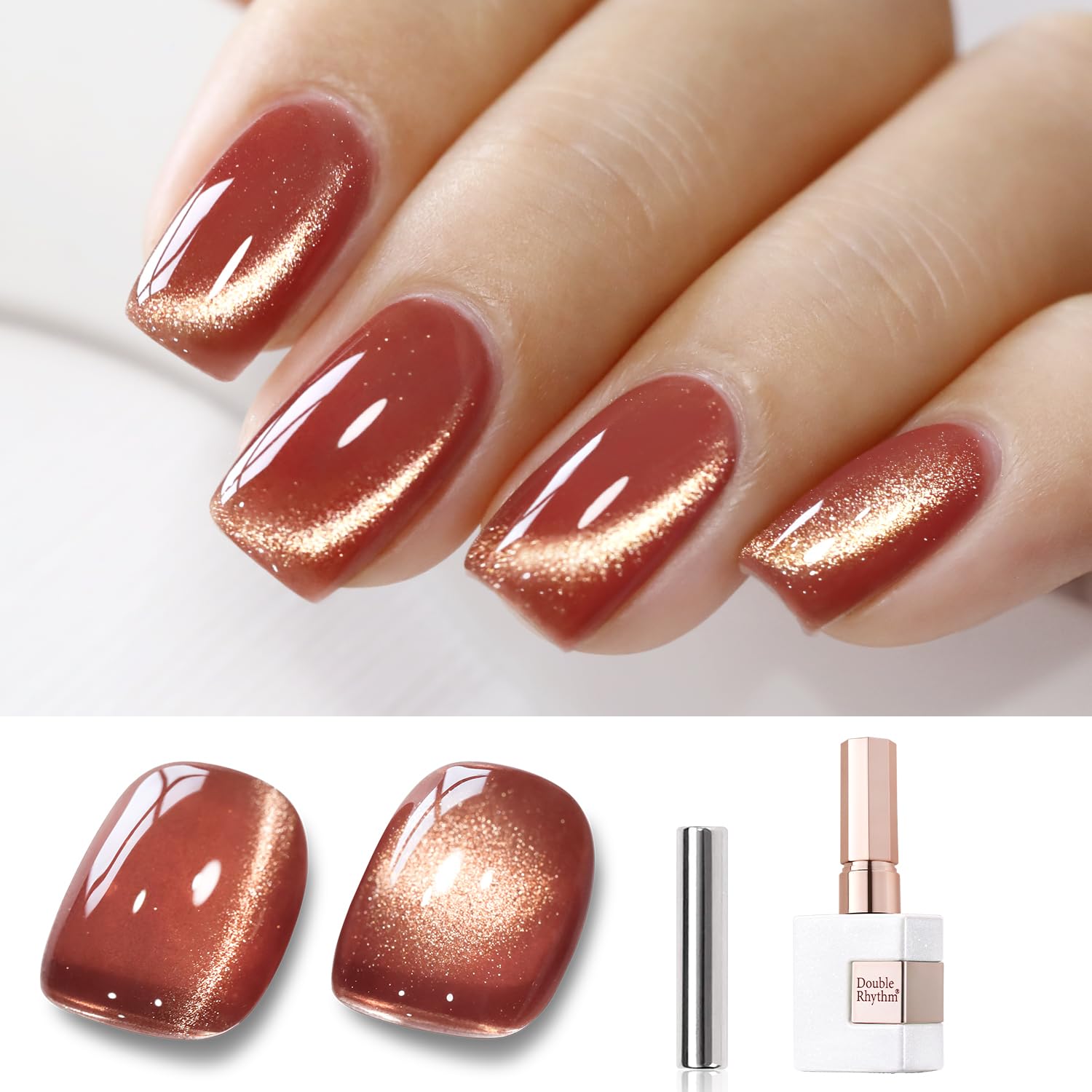 Double Rhythm 15ML Ice Glass Cat Eye Gel Polish with Magnet Holographic Glitter Shimmer Translucent Sheer Color Salon Soak Off Magnetic Nail at Home (Golden Violet-MC1129) : Beauty & Personal Care