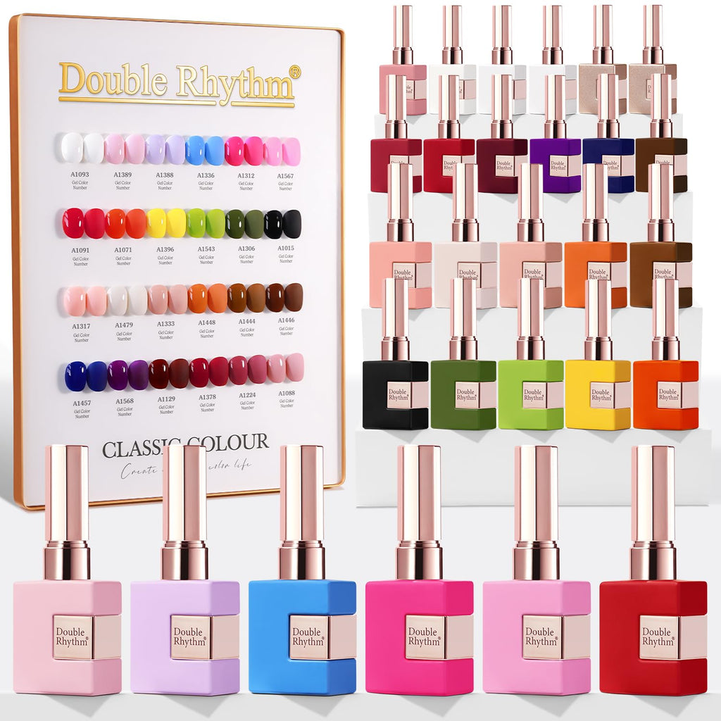 Double Rhythm 28Pcs 0.5Oz Gel Nail Polish Set Same Color Same Bottle Gel Polish Kit Nail Art Manicure Salon DIY at Home for Women (Red Pink Collection-T24-4) : Beauty & Personal Care