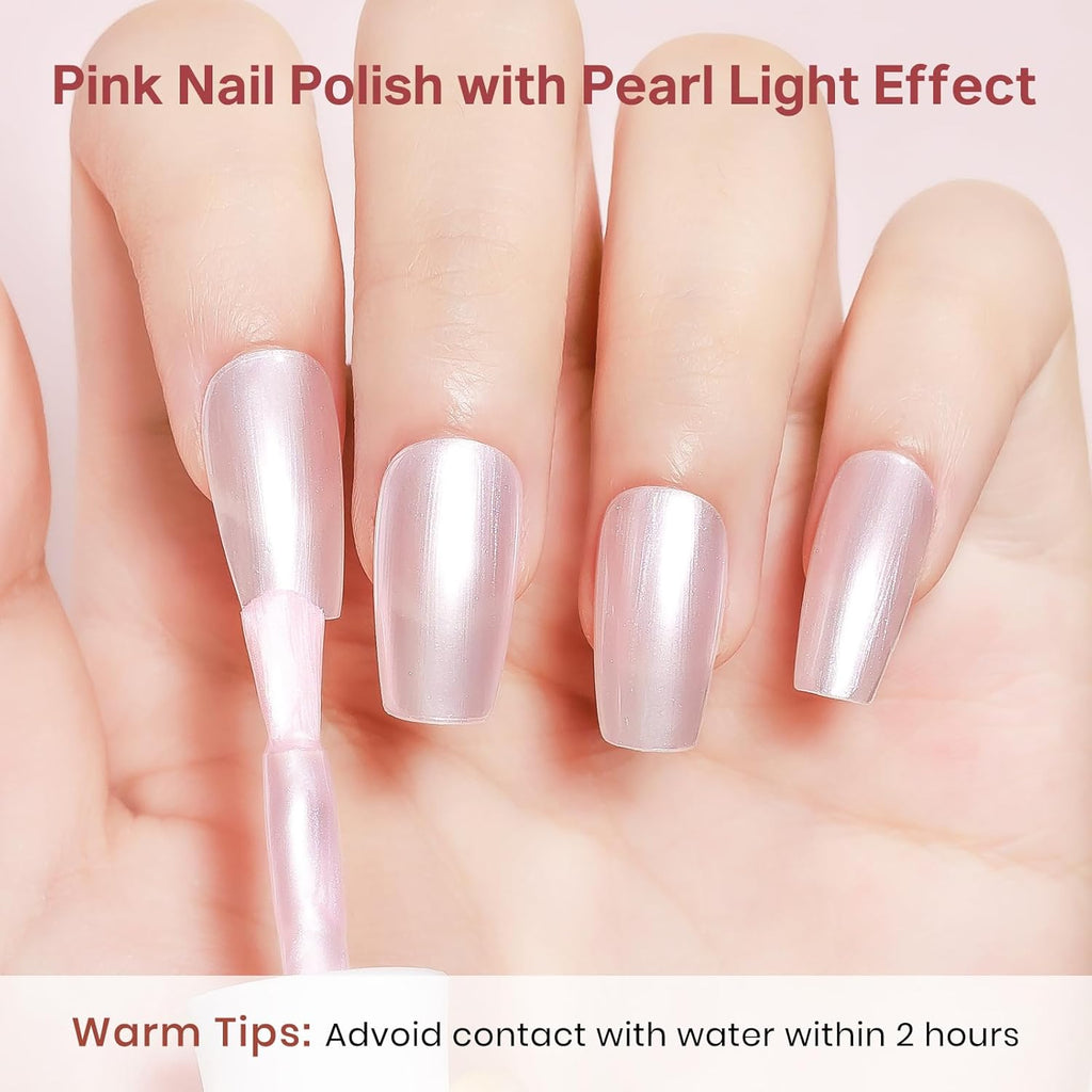 MIZHSE Pearlescent Pink Nail Polish. Quick Dry Pearl Nail Polish. Air Fast Drying 15ml Pale Pink Nail Lacquer Non Gel Oil-based Nail Art Manicure Home DIY : Beauty & Personal Care