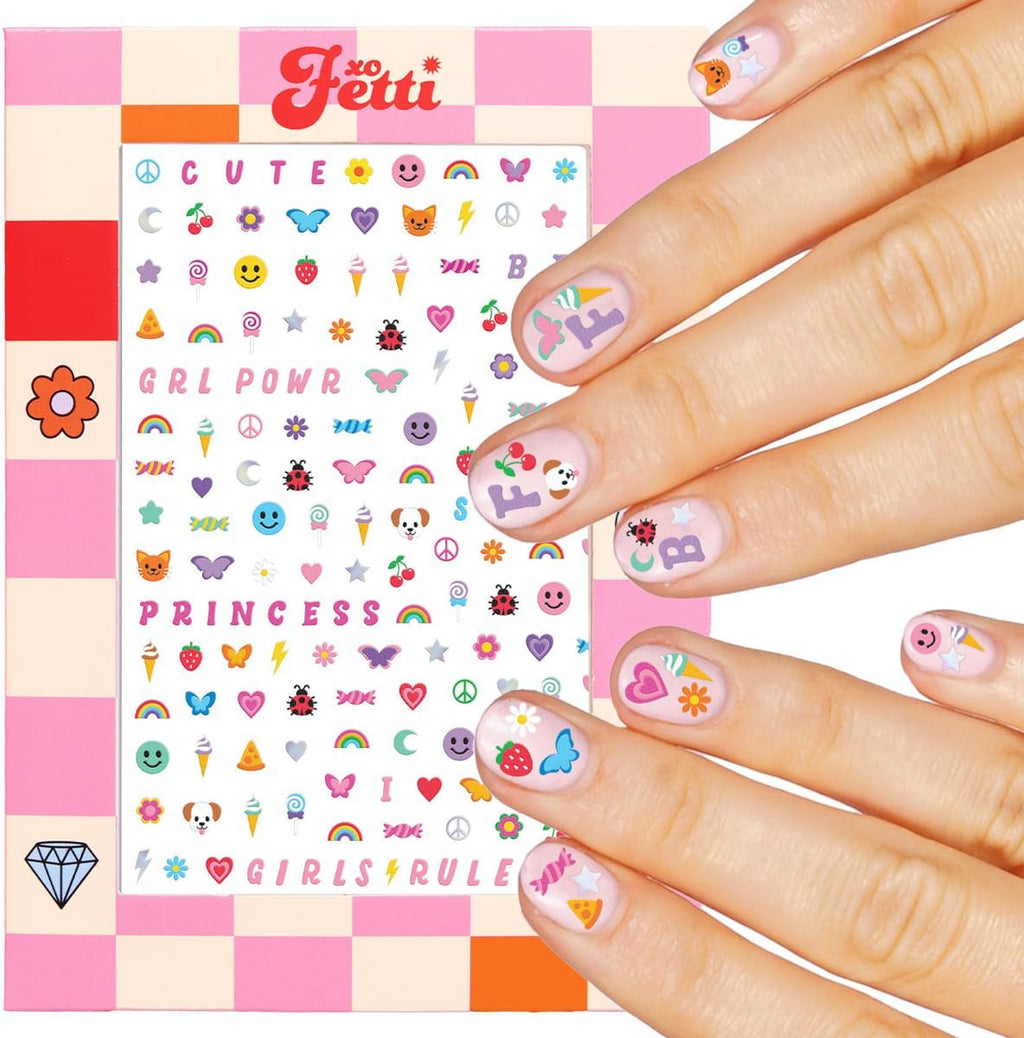 xo. Fetti Kids Nail Stickers - 816 Decals | Birthday Girl Party Favors. DIY Home Activity. Gift. Cute Nail Transfer. Groovy. Princess. Girl Power. Easter Basket : Beauty & Personal Care