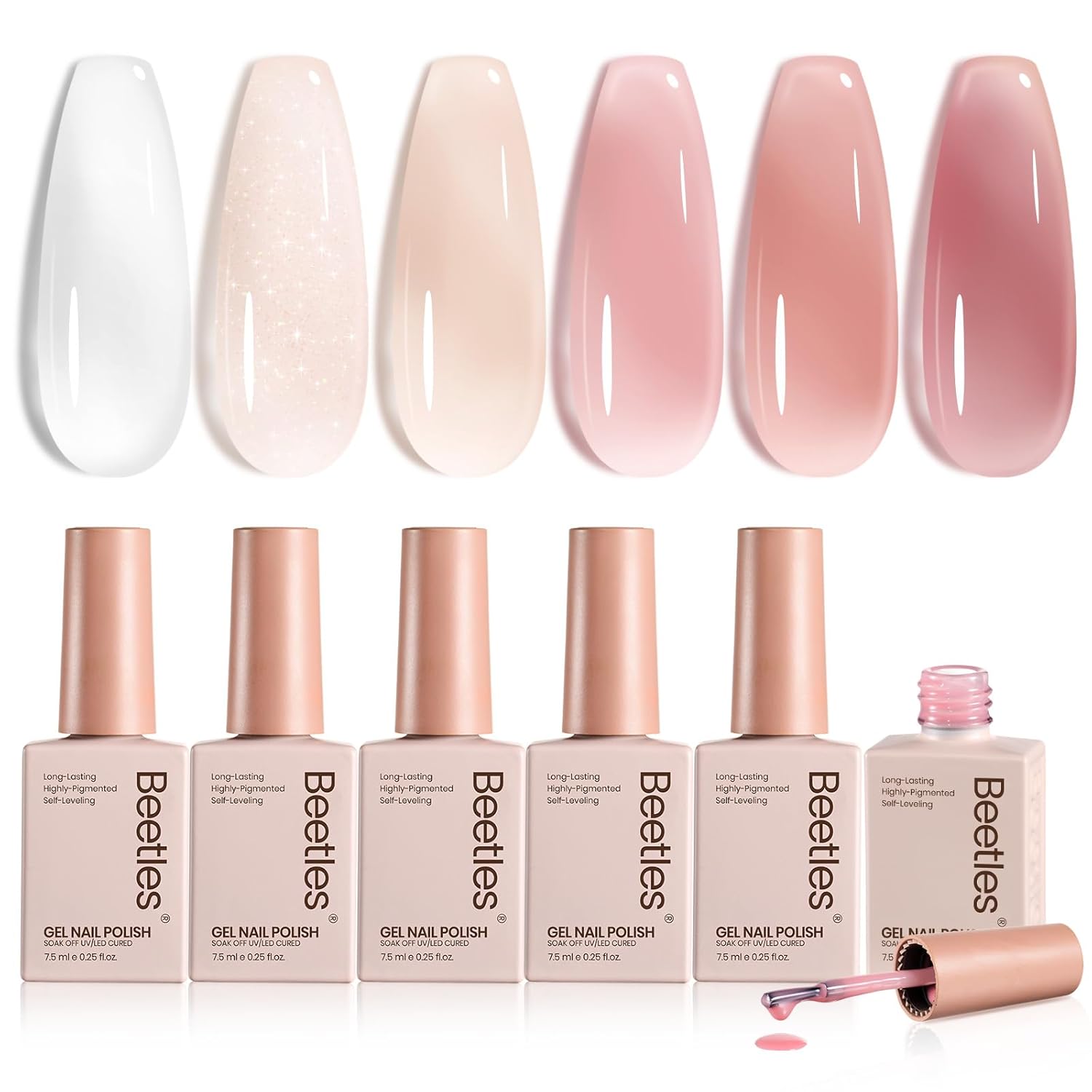 beetles Gel Polish Whispers of Love Jelly Gel Nail Polish Set - 6 Colors Milky White Nude Pink Neutral Sheer Translucent Soak Off UV Gel Nail Kit. Nail Concealer for Salon DIY Manicure Gift Women : Beauty & Personal Care