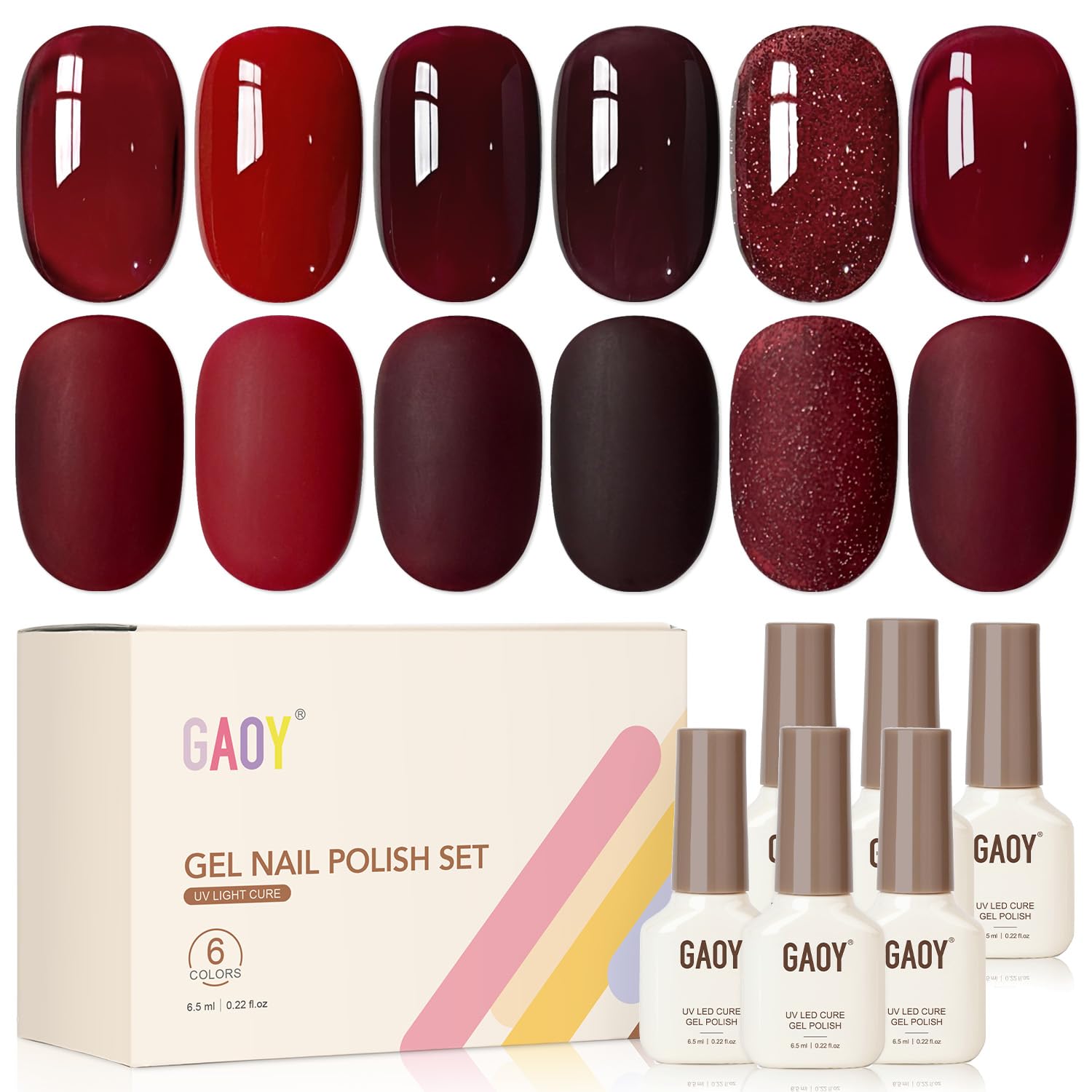 GAOY Nude Brown Gel Nail Polish Set. 6 Colors Beige Chocolate Caramel. UV Cure Gel for DIY Manicure at Home : Beauty & Personal Care