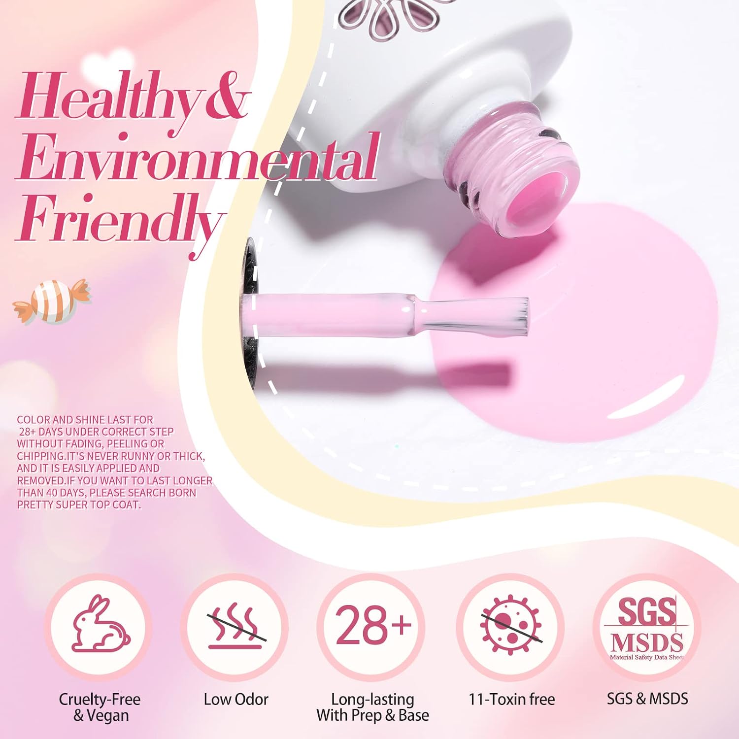 Born Pretty Pastel Gel Nail Polish Set Spring Summer Gel Polish Macaron Candy Sweet Color Gel Polish Easter Soft Pink Yellow Purple Blue Green Colors Collection Nail Art Gift Box 7ML 6PCS : Beauty & Personal Care