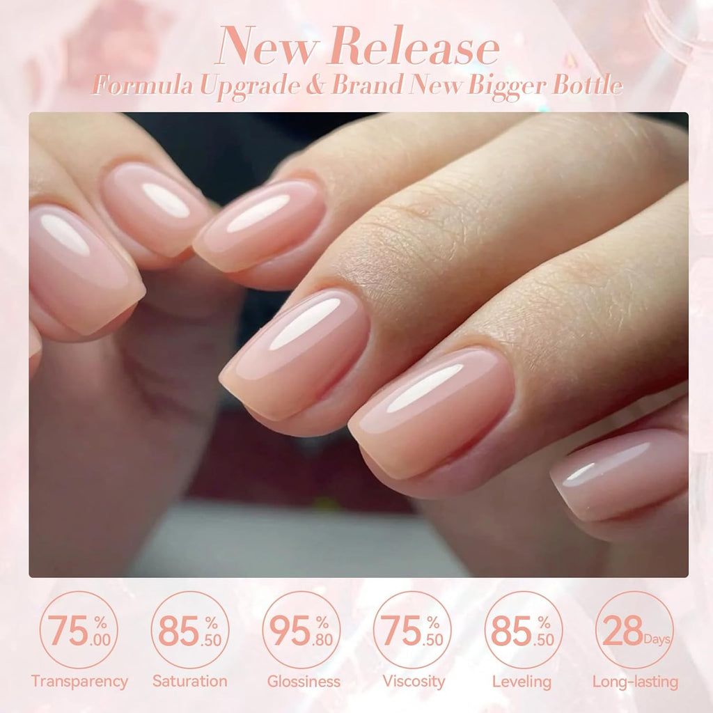 Born Pretty Nude Gel Nail Polish Jelly Light Nude Gel Polish.Sheer Translucent Skin Stone Natural Long Lasting Soak Off Gel Polish Nail Art DIY 15ML : Beauty & Personal Care