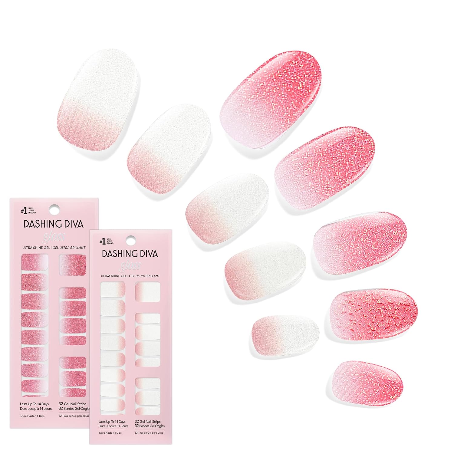 Dashing Diva Gloss Nail Strips Bundle - The Vivids Collection - Fruit Punch Petals & Papaya Breeze - UV Free. Chip Resistant. Long Lasting Gel Stickers - Contains 2 Sets : Beauty & Personal Care