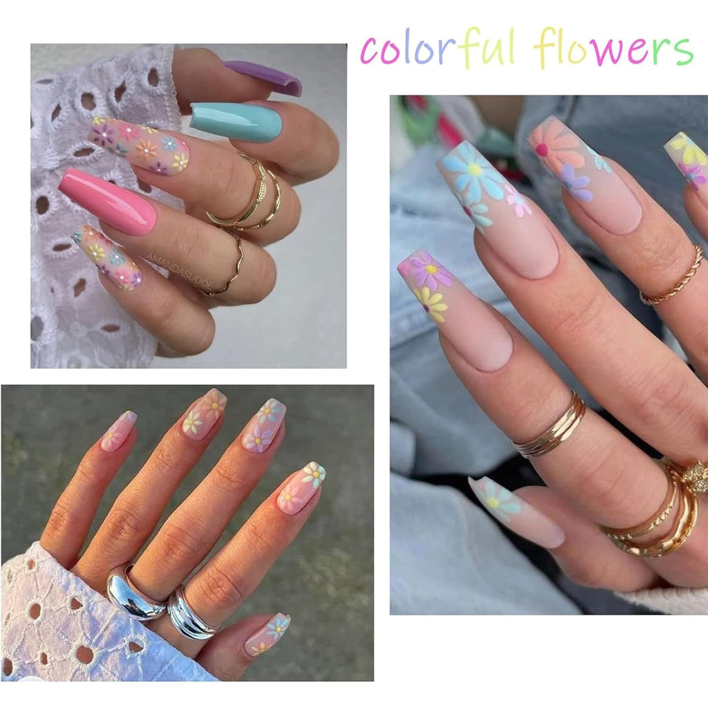 VOTACOS Flower Nail Art Stickers - 5D Embossed. Spring/Summer Daisy Designs. Self-Adhesive Decals for Women's Nail DIY Decoration : Beauty & Personal Care
