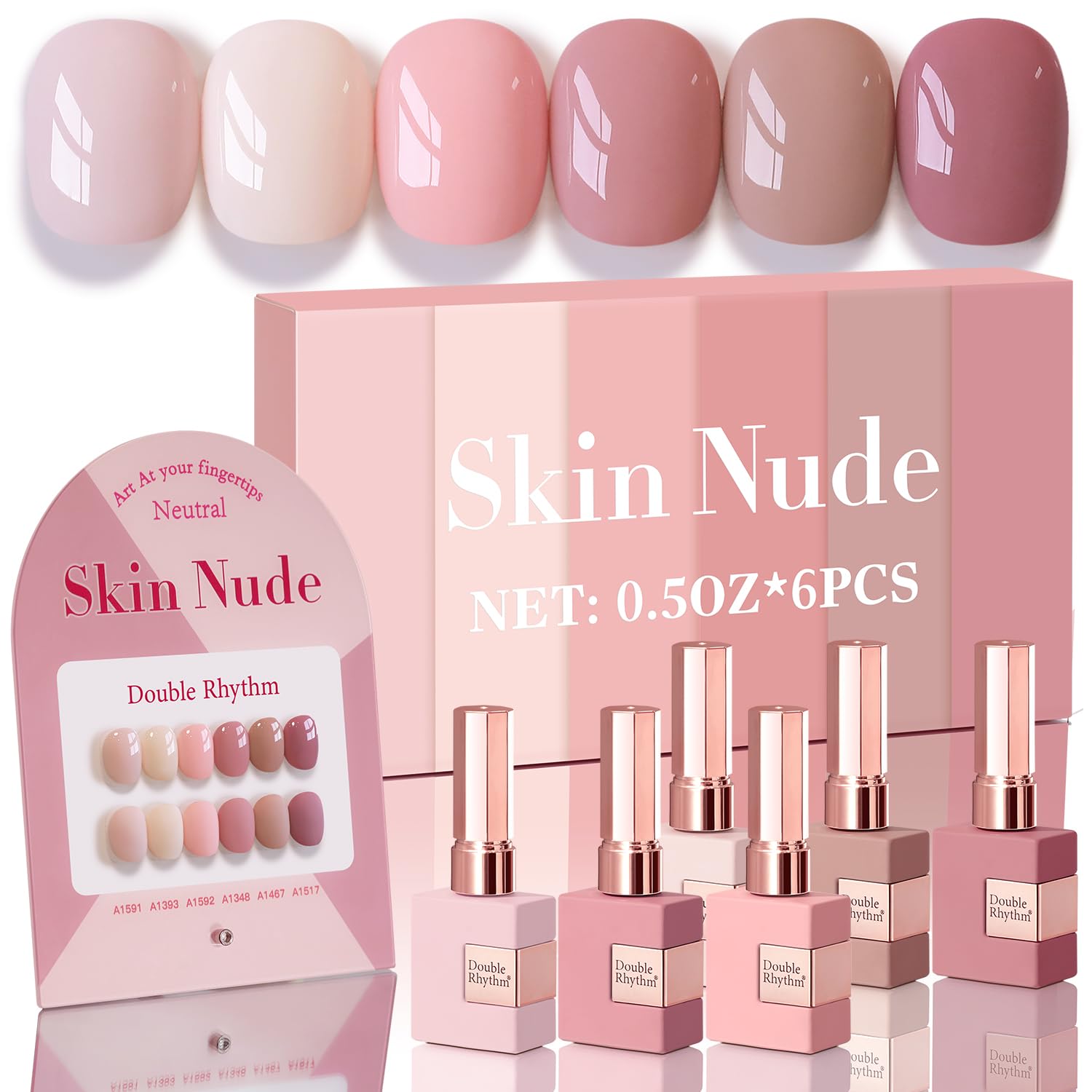 Double Rhythm 6 Pcs 15 ML Gel Polish Set Same Color Same Bottle Soak Off Gel Polish Kit Nail Art Manicure Salon DIY at Home for Women (Burgundy Red Nude Pink Purple Beige-T6-3) : Beauty & Personal Care
