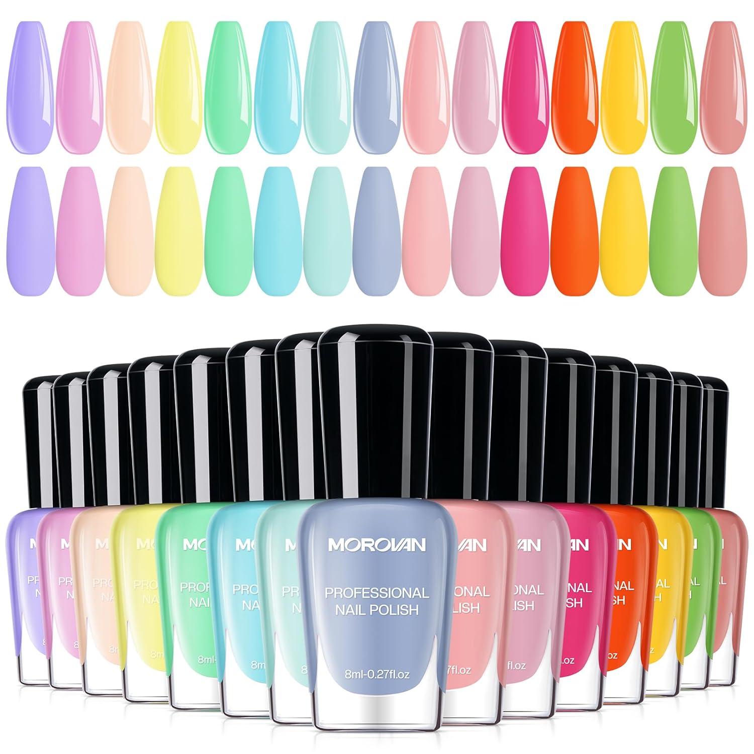 Morovan 15 Bright Color 0.27oz Air Quick Dry Long Lasting Nail Polish Gift Set for Women : Beauty & Personal Care
