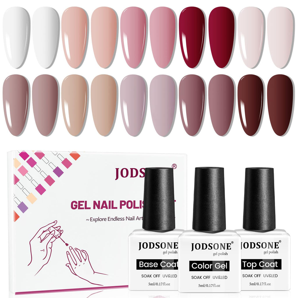 JODSONE 60 PCS Gel Nail Polish Set with 5 Bottles of Base and Glossy Matte Top Coat Soak off Gel Nail Set Suitable for All Seasons Gifts : Beauty & Personal Care