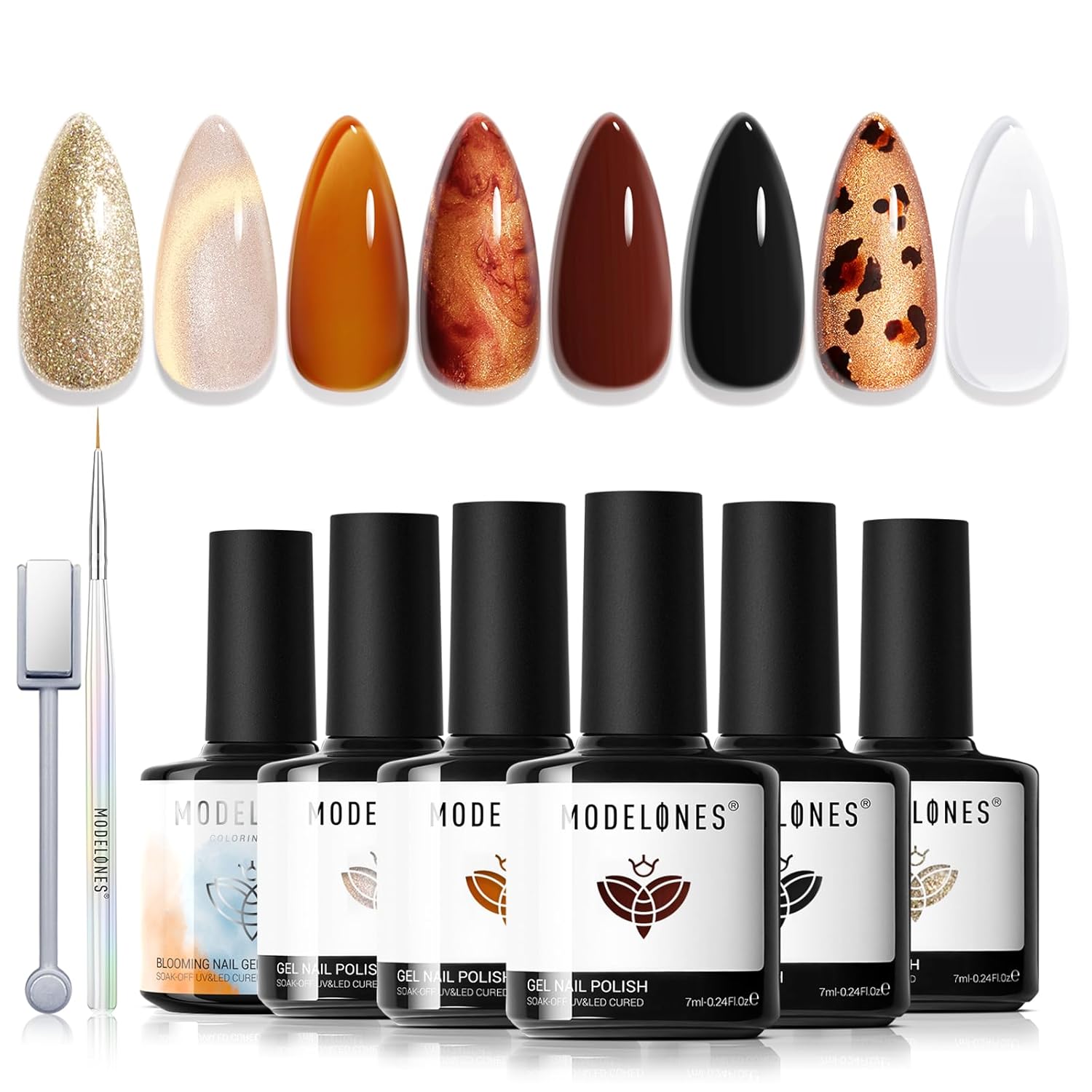 modelones Gel Nail Polish Set- 6 Colors 2026 Chameleon Aurora Shimmer Glitter Gel Polish Kit Blue Green Purple Nail Gel Polish Soak Off LED Nail Lamp Nail Art Gel Kit DIY Salon Gift : Beauty & Personal Care