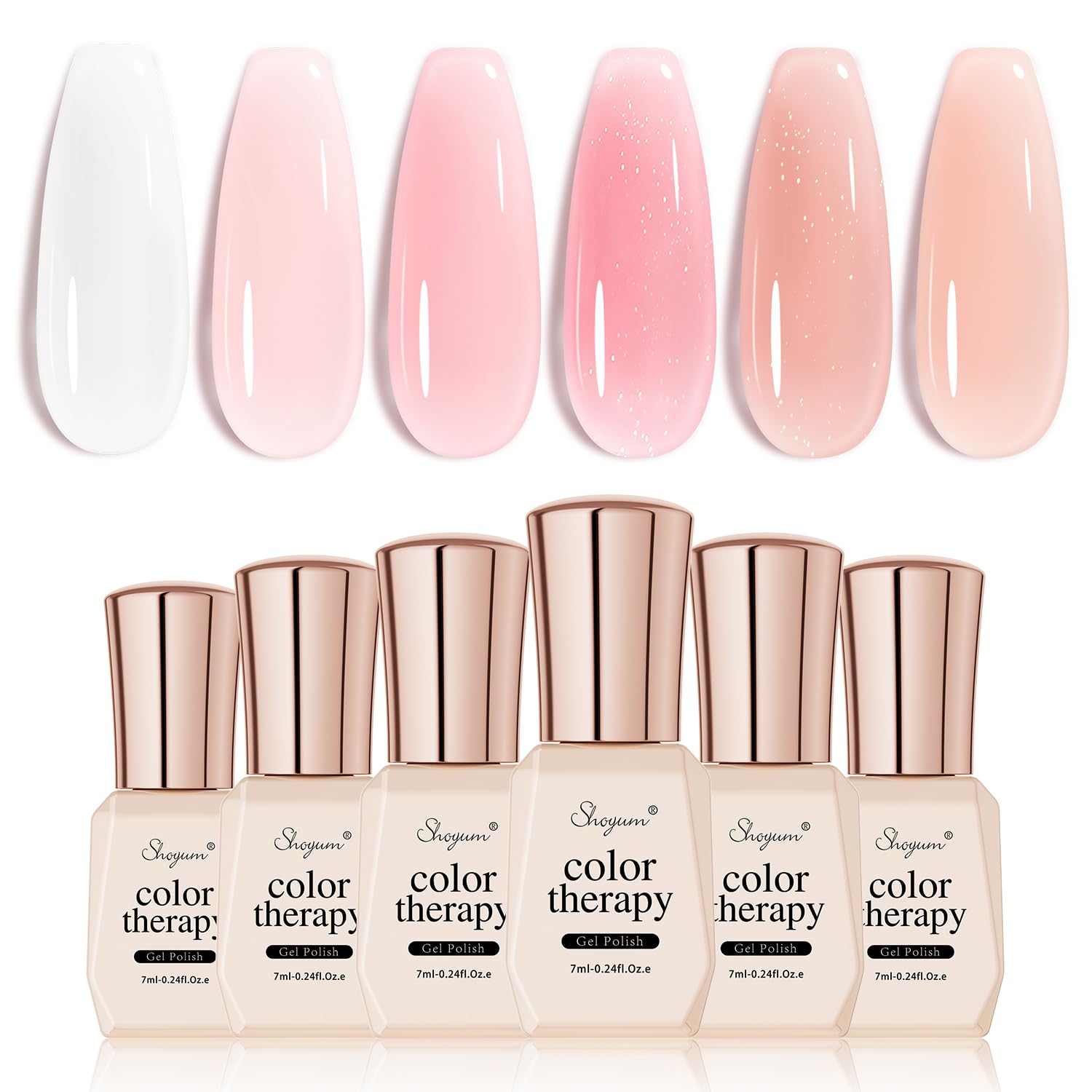 SHOYUM Nude Pink Gel Nail Polish Set- 6 Colors Sheer Milky White Jelly Gel Polish All Seasons Skin Tones Neutral Gel Polish Kit. Soak Off LED Gel Nail Kit Manicure DIY Home : Beauty & Personal Care