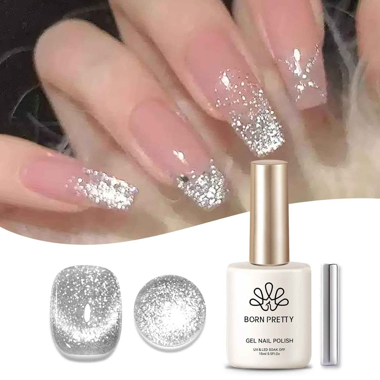 Born Pretty 9D Cat Magnetic Eye Gel Nail Polish Holographic Rainbow Gel Polish Blue Purple Soak Off U V LED Gel Polish Nail Art Design Manicure Salon DIY Home 15ML : Beauty & Personal Care