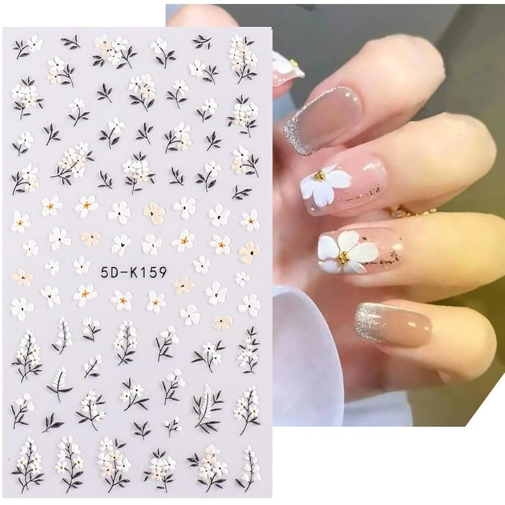 VOTACOS Flower Nail Art Stickers - 5D Embossed. Spring/Summer Daisy Designs. Self-Adhesive Decals for Women's Nail DIY Decoration : Beauty & Personal Care