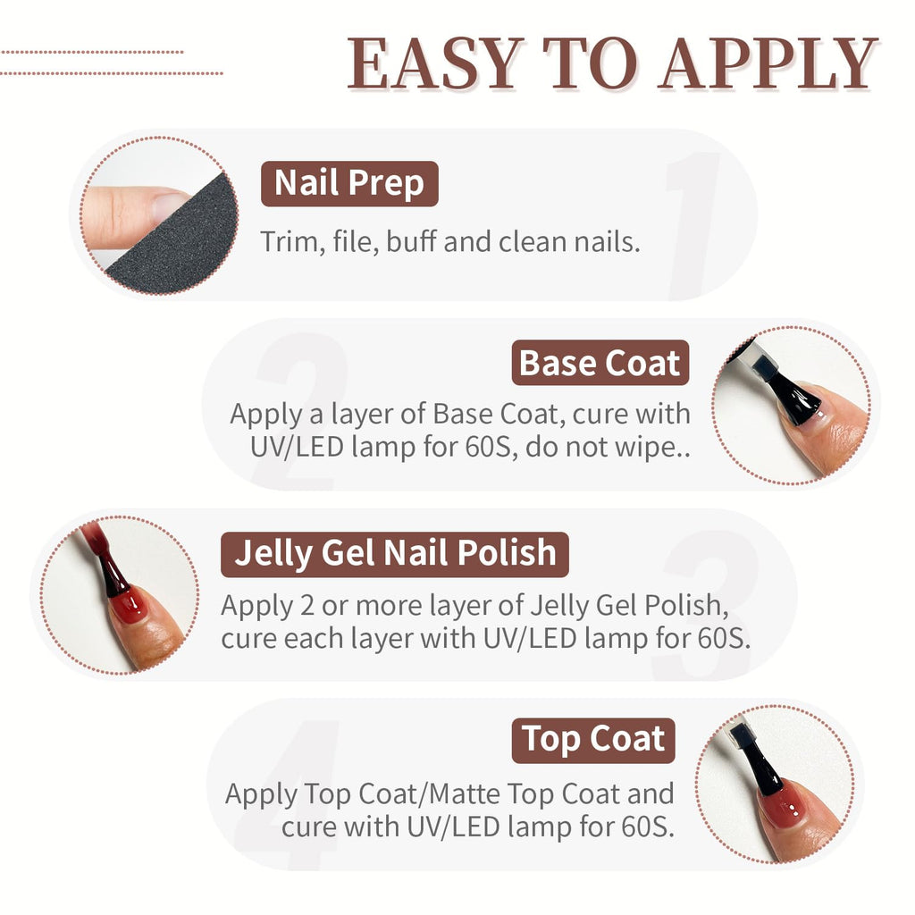JODSONE 23PCS Gel Nail Polish Set 20 translucent Jelly Color Natural and Elegant Long Lasting Suitable for Home and Salon : Beauty & Personal Care