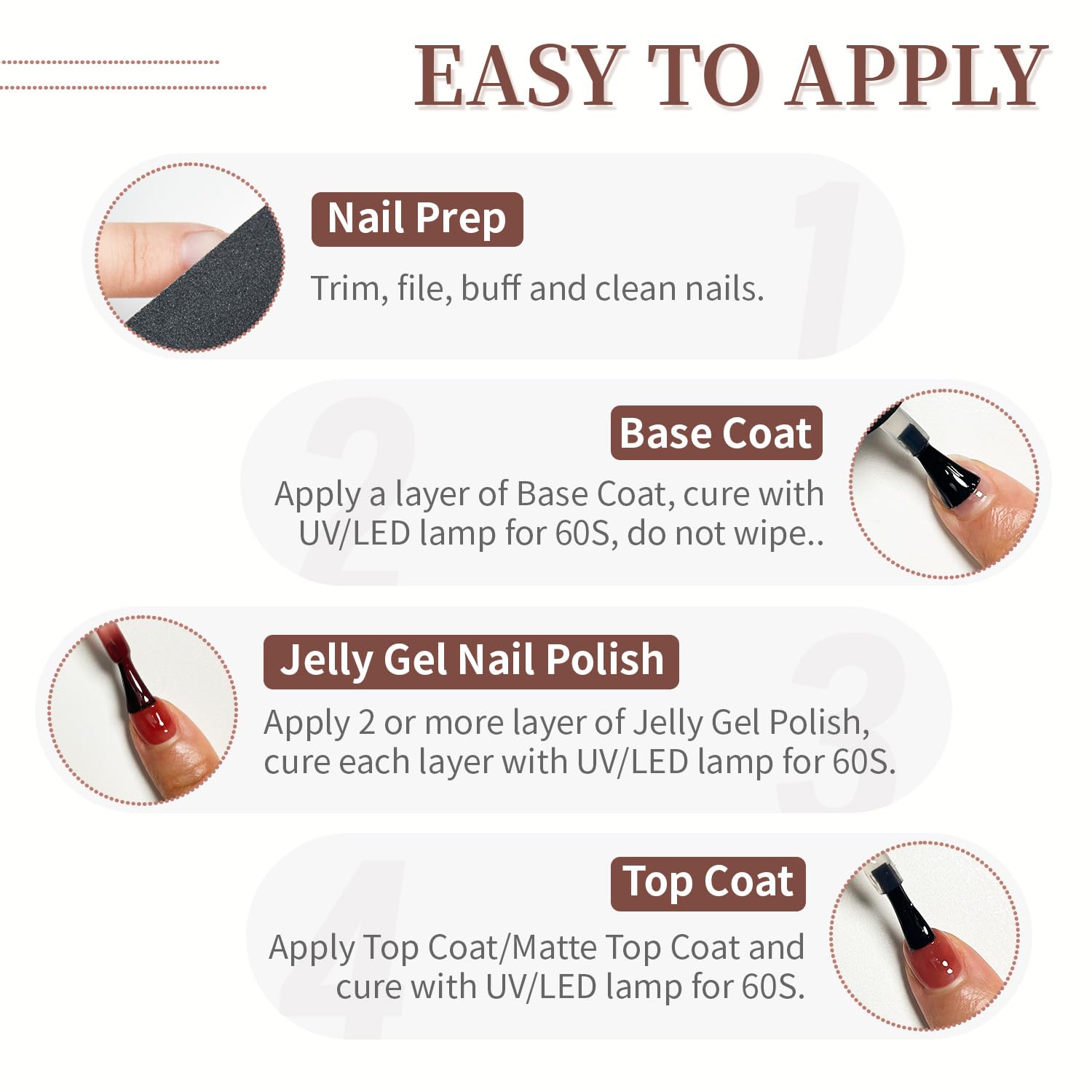 JODSONE 23PCS Gel Nail Polish Set 20 translucent Jelly Color Natural and Elegant Long Lasting Suitable for Home and Salon : Beauty & Personal Care