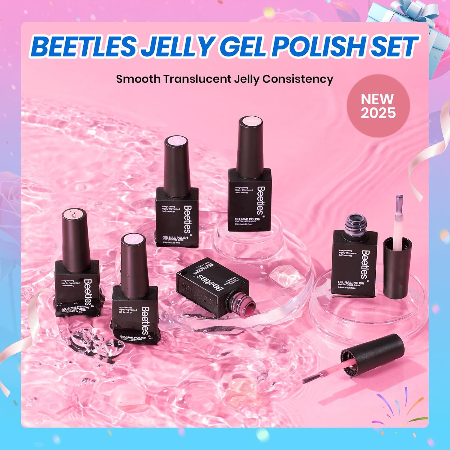 Beetles Nude Gel Nail Polish Set - 6 Colors Nude Pink Brown Neutral Jelly Gel Polish Kit Sheer Translucent Effect Soak Off UV Nail Art Design Drunken Rose Collection Manicure Gift for Women : Beauty & Personal Care