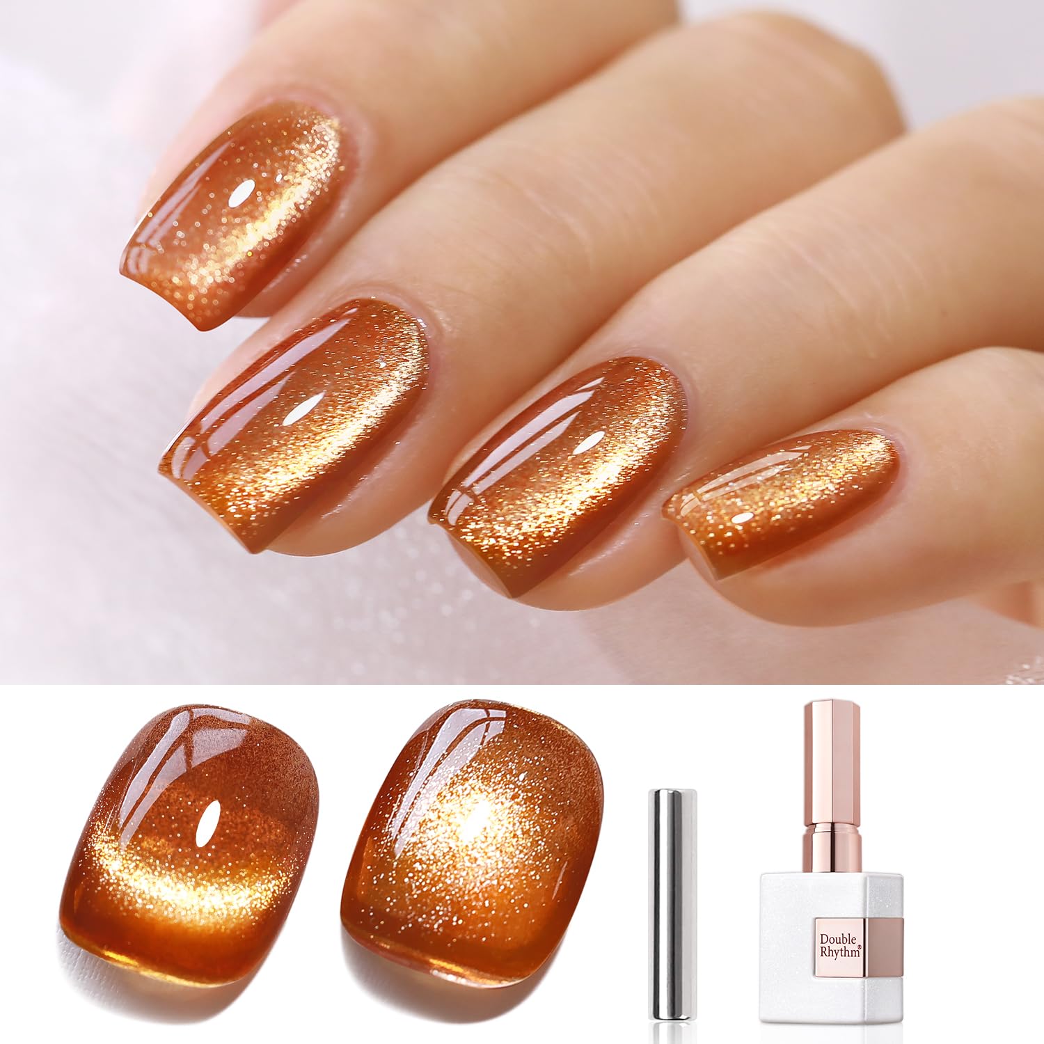 Double Rhythm 0.5 OZ Cat Eye Gel Polish with Magnet 15ML Holographic Glitter Shimmer Translucent Jelly Color Magnetic Polish Salon DIY at Home (Silver-MC1019) : Beauty & Personal Care