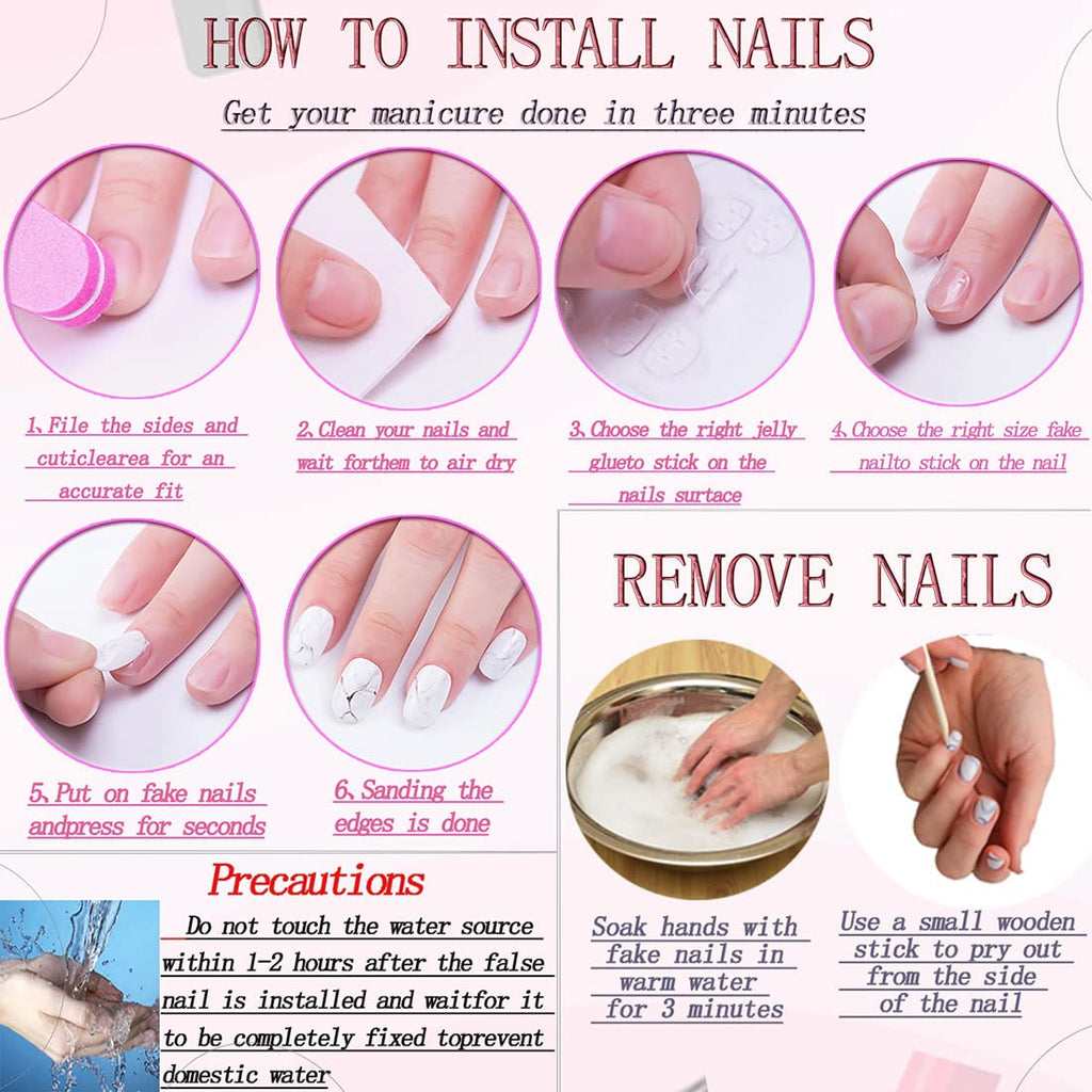 RUOKEXIN Heart Press On Nails Medium Square Fake Nails Glitter Glossy Acrylic False Nails with Rhinestones Designs Ombre Pink Full Cover Press Ons Fall Winter Holiday Stick on Nails for Women 24Pcs : Beauty & Personal Care