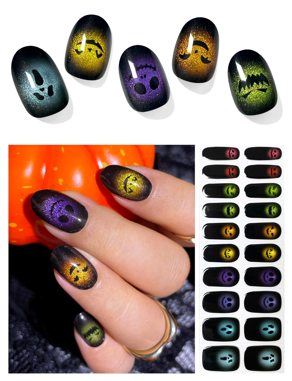 AutyaMee Semi Cured Gel Nail Strips (Deep Plum Cat Eye). Dark Purple. 20 Pcs Gel Nail Wraps. Stickers. UV Light Required. Salon Quality. Long Lasting : Beauty & Personal Care