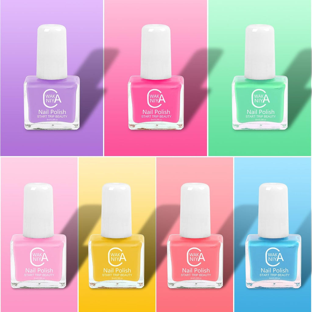 wakaniya Kids Non Toxic Nail Polish Set for Girls with Gems Nail Stickers. 7 Color Peel-Off Low Odor Nail Polish for Toddler : Beauty & Personal Care