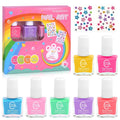 wakaniya Kids Non Toxic Nail Polish Set for Girls with Gems Nail Stickers. 7 Color Peel-Off Low Odor Nail Polish for Toddler : Beauty & Personal Care