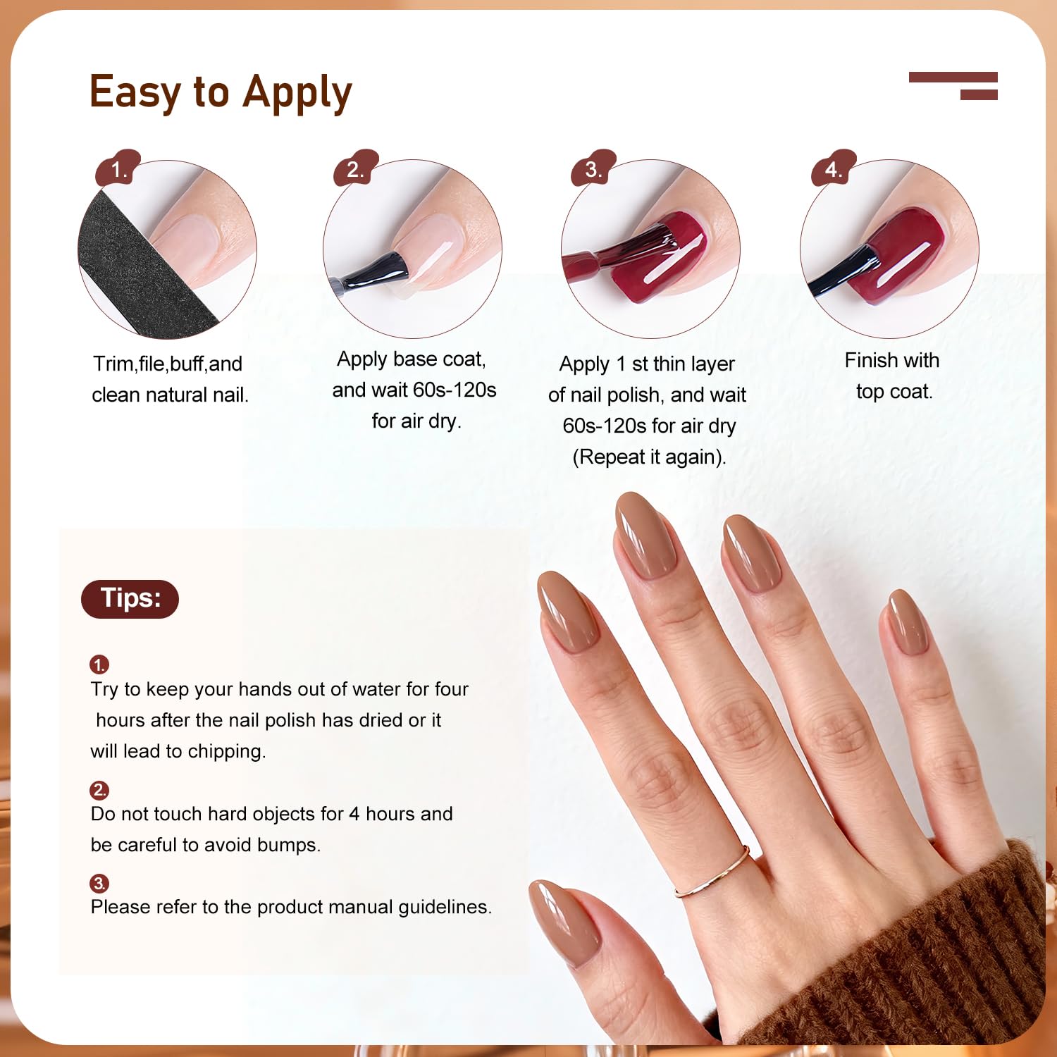 OpenLive 12Pcs Rose Nail Polish Set with Base and Top Coat Burgundy Dark Wine Cherry Red Hot Pink Fingernail Polish Kit Air Quick Dry Regular Finger Nail Polish Pack for Women Gift Holiday 5ML : Beauty & Personal Care