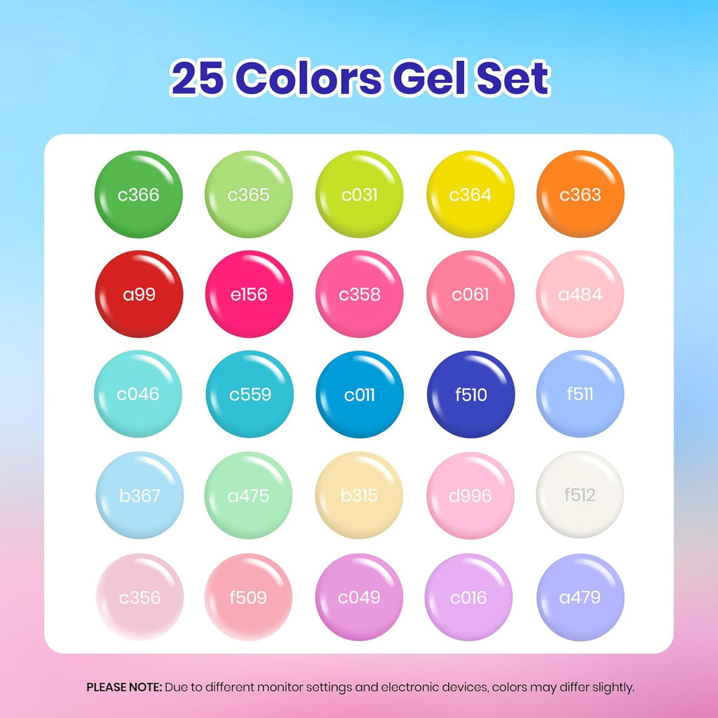 Beetles Summer Gel Polish Set - Rustic Sonata 25 Colors Yellow Orange Blue Pink Bright Gel Polish with Base Coat Glossy & Matte Top Coat DIY Salon Soak Off UV Led Nails 4th of July : Beauty & Personal Care