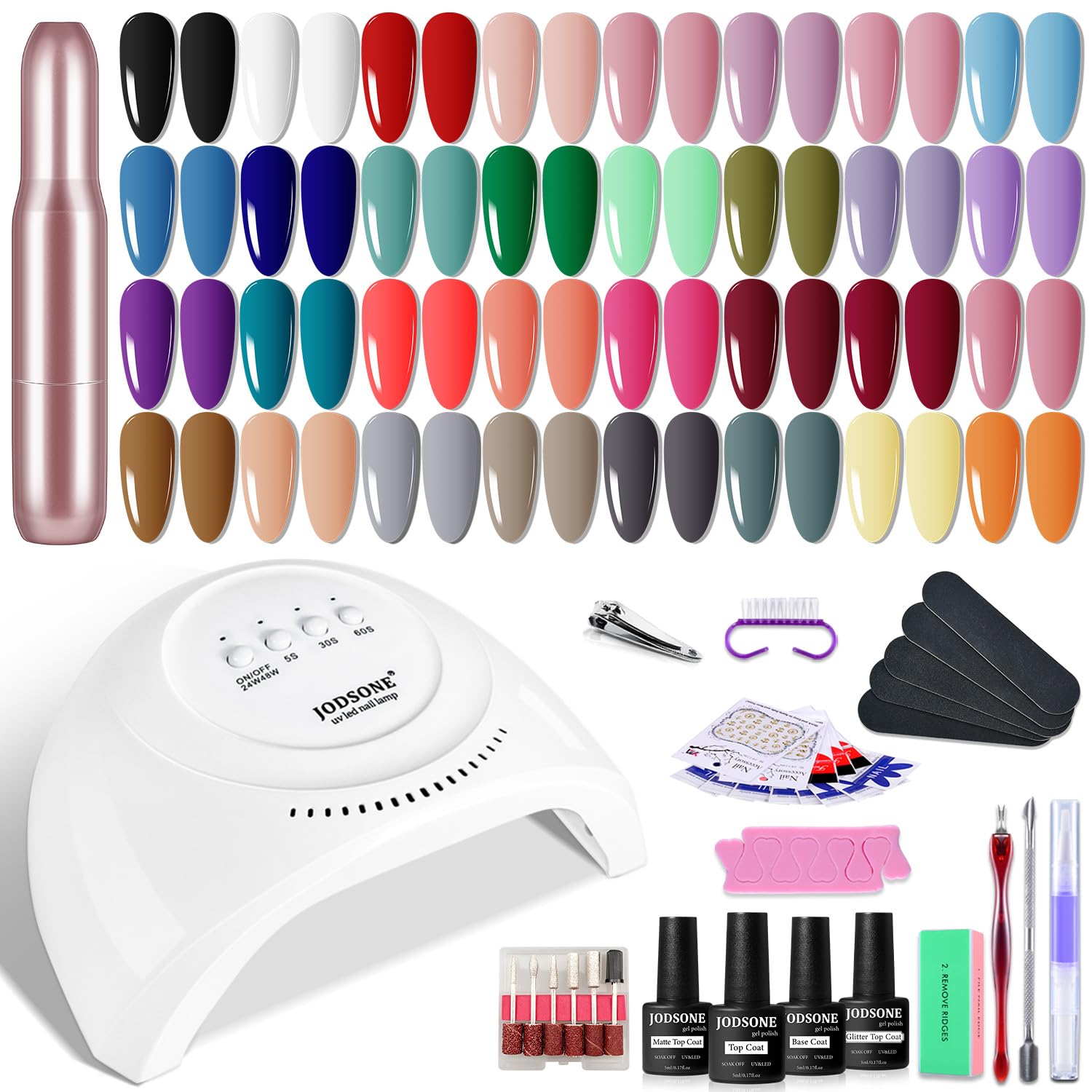 JODSONE Gel Nail Polish Kit with U V Light 32 Colors Gel Polish Nail + 4 Functional Adhesive Bottles Kit Soak Off Manicure Tools Gifts for Women : Beauty & Personal Care