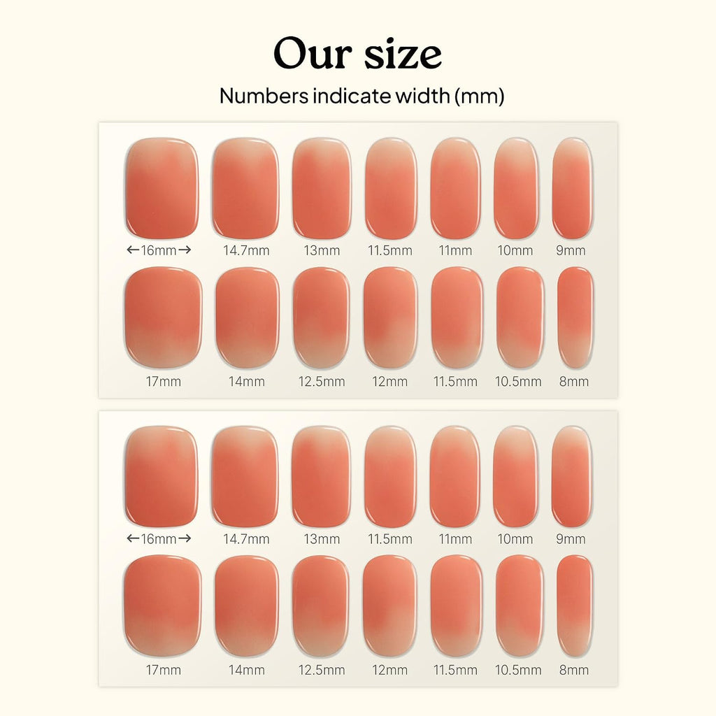 Heyhae Semi Cured Gel Nail Strips | No LED Lamp Needed | Ombre. Orange. Spring | Easy Apply & Remove. Salon Quality |Includes 28 Strips. 1 Prep Pads. Nail File & Wooden stick - Hey. You're My Sunshine : Beauty & Personal Care